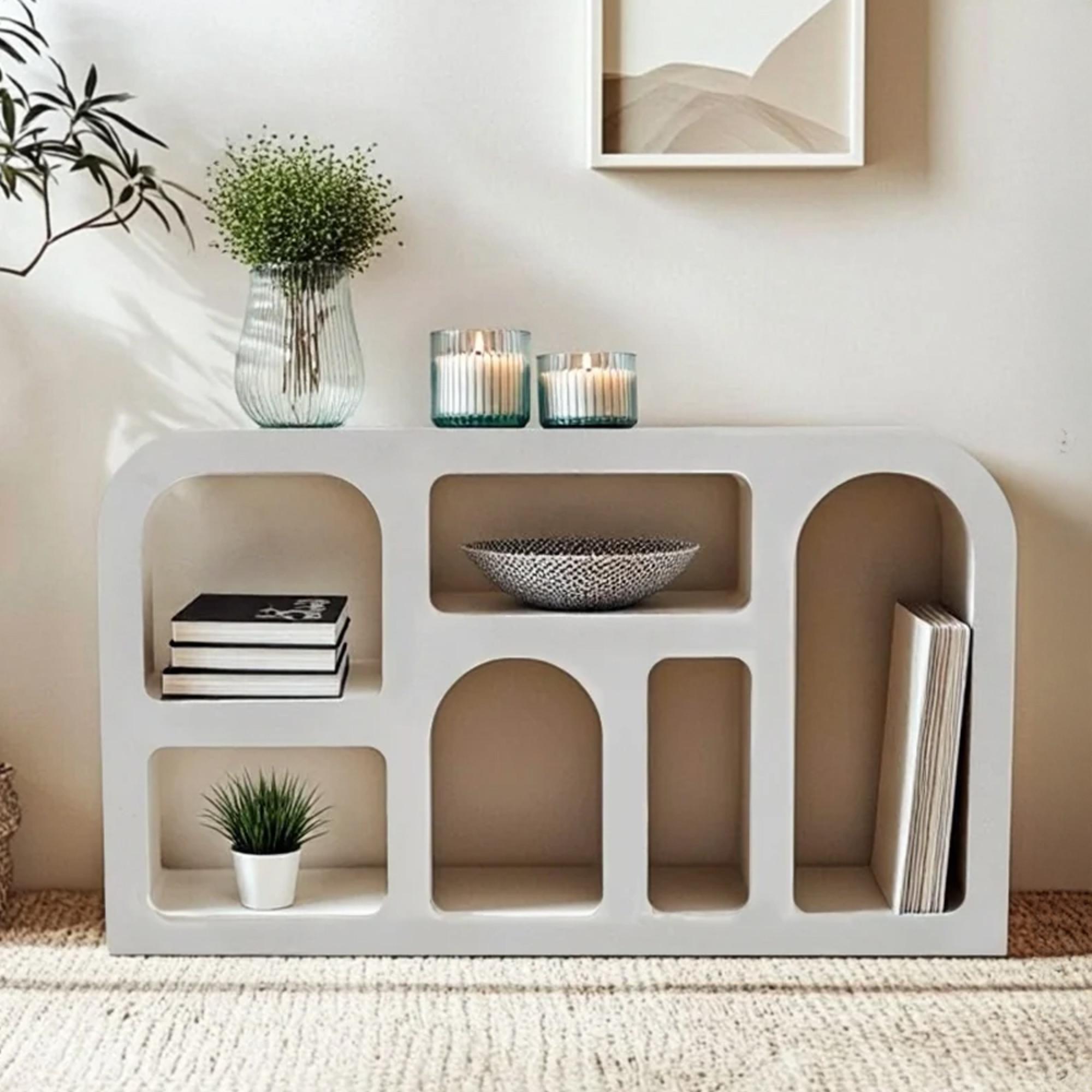 Geo White Console Table - Geometric Design