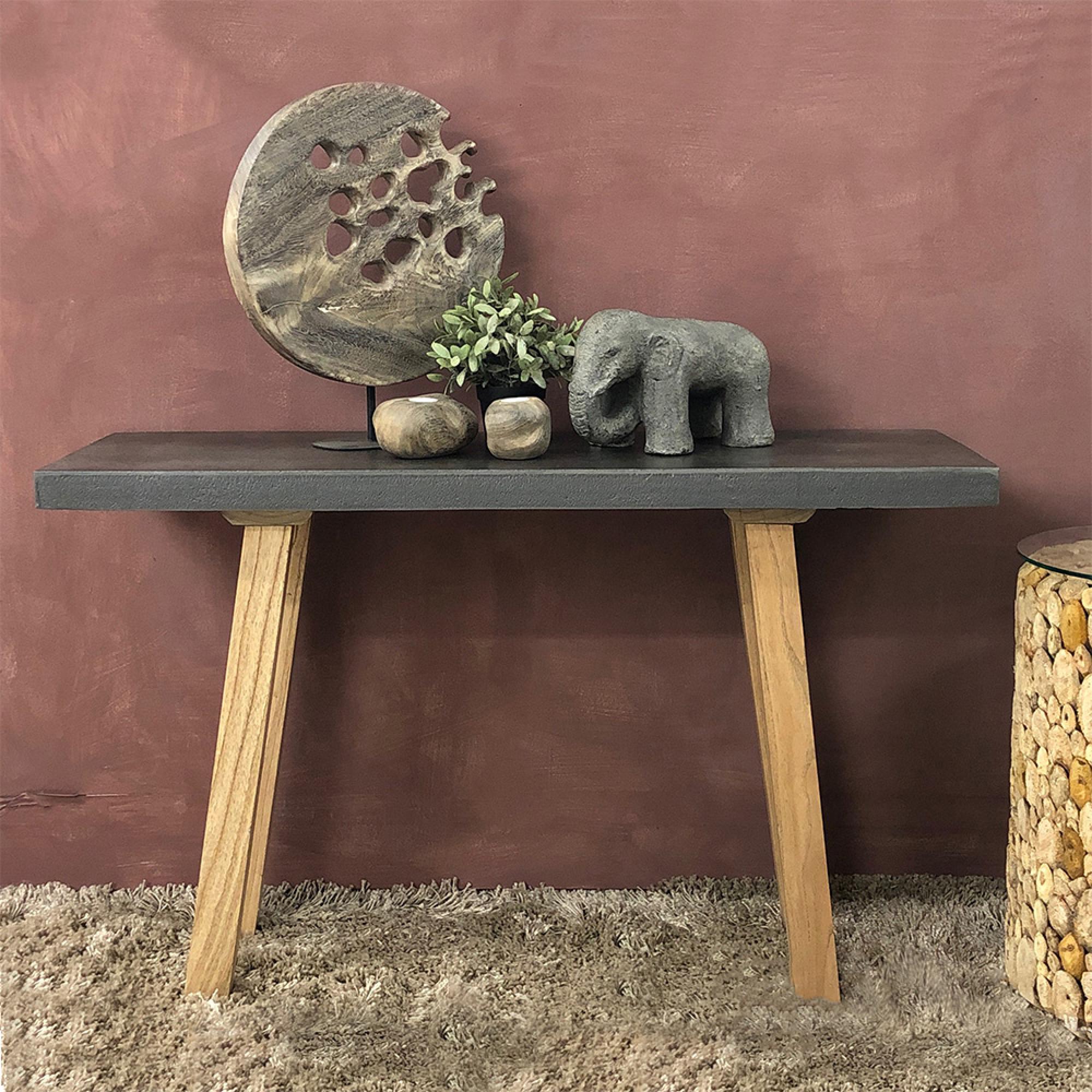 Concrete Top Console Table - Black