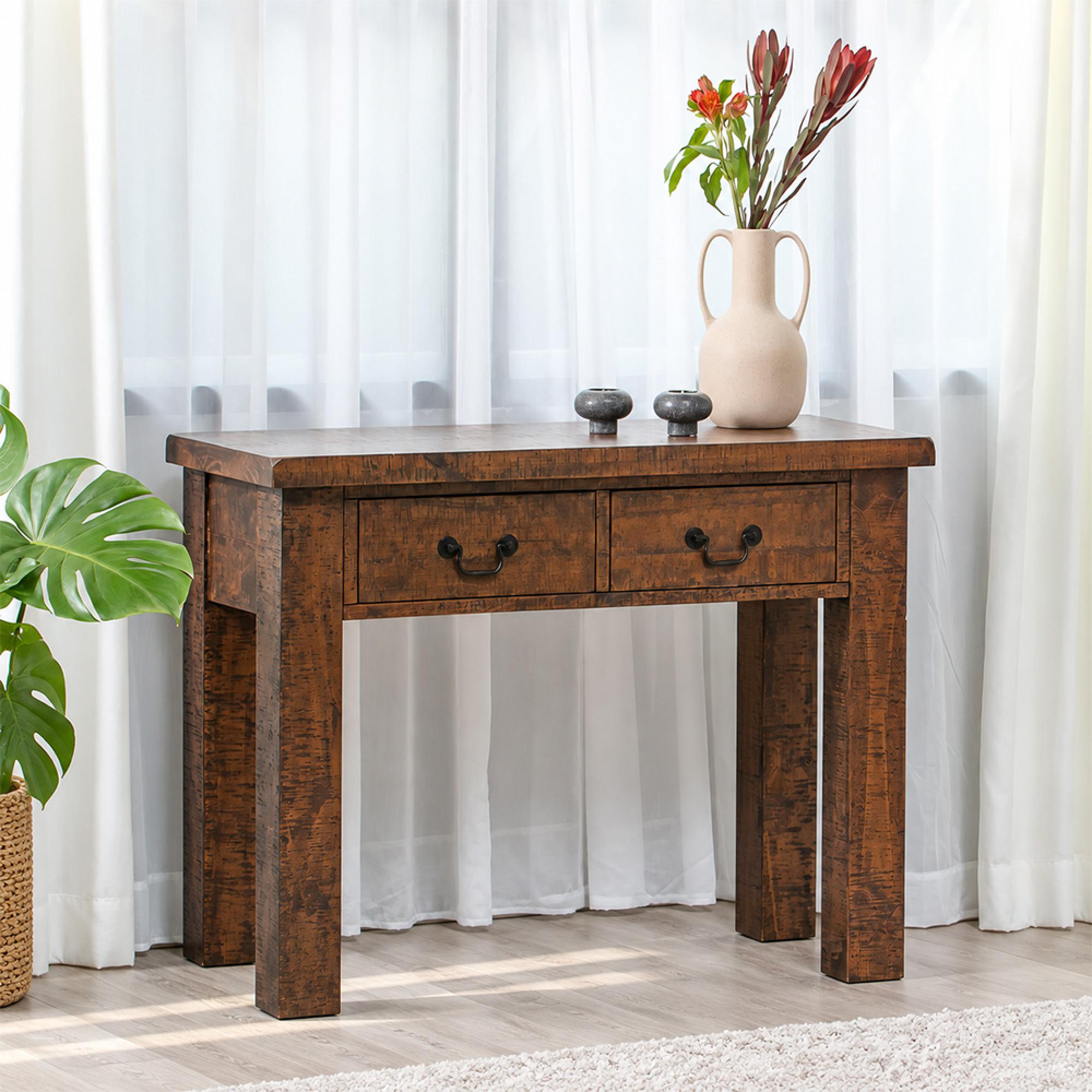 Reclaimed Pine Console Table - 2 Drawer