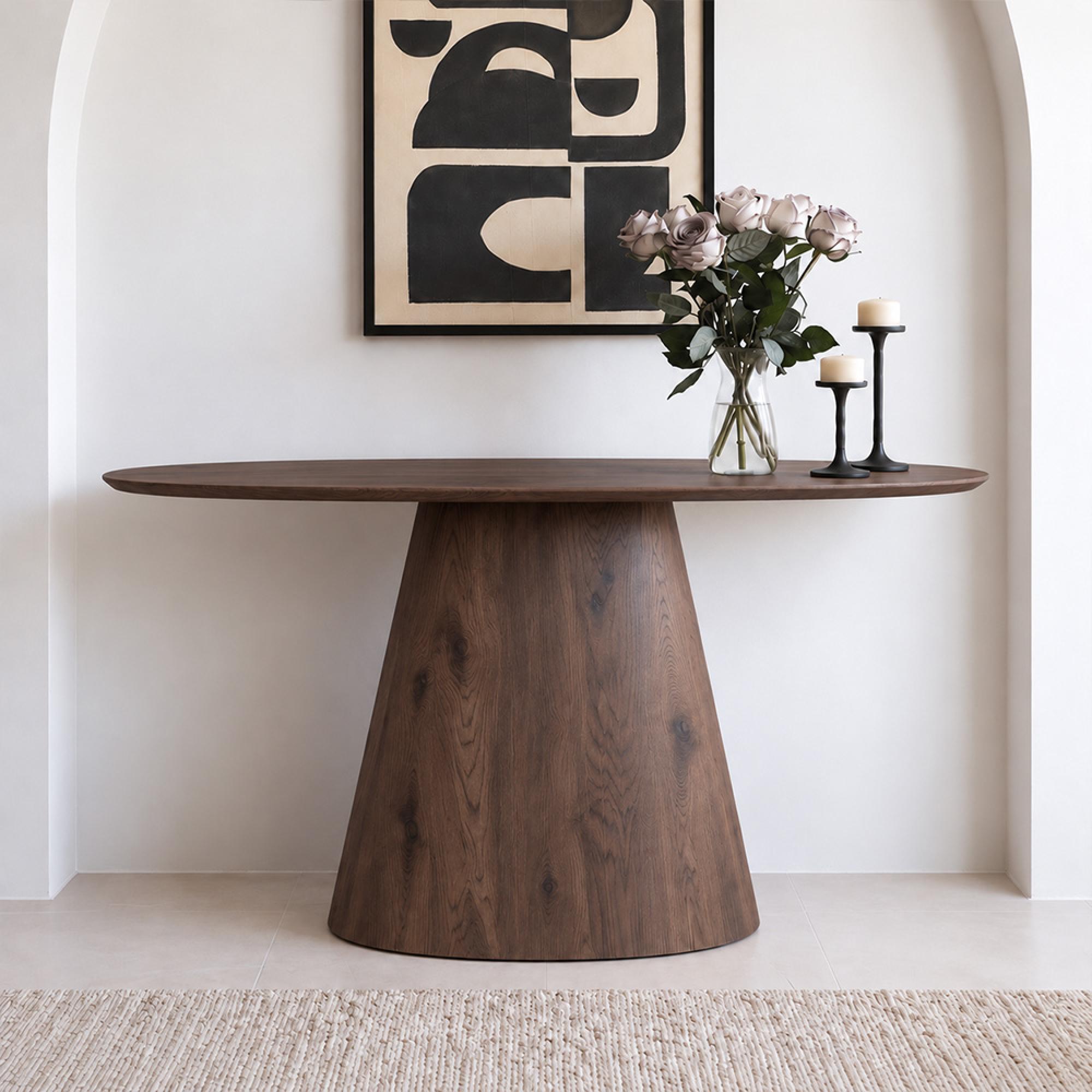 Palma Walnut Oval Console Table