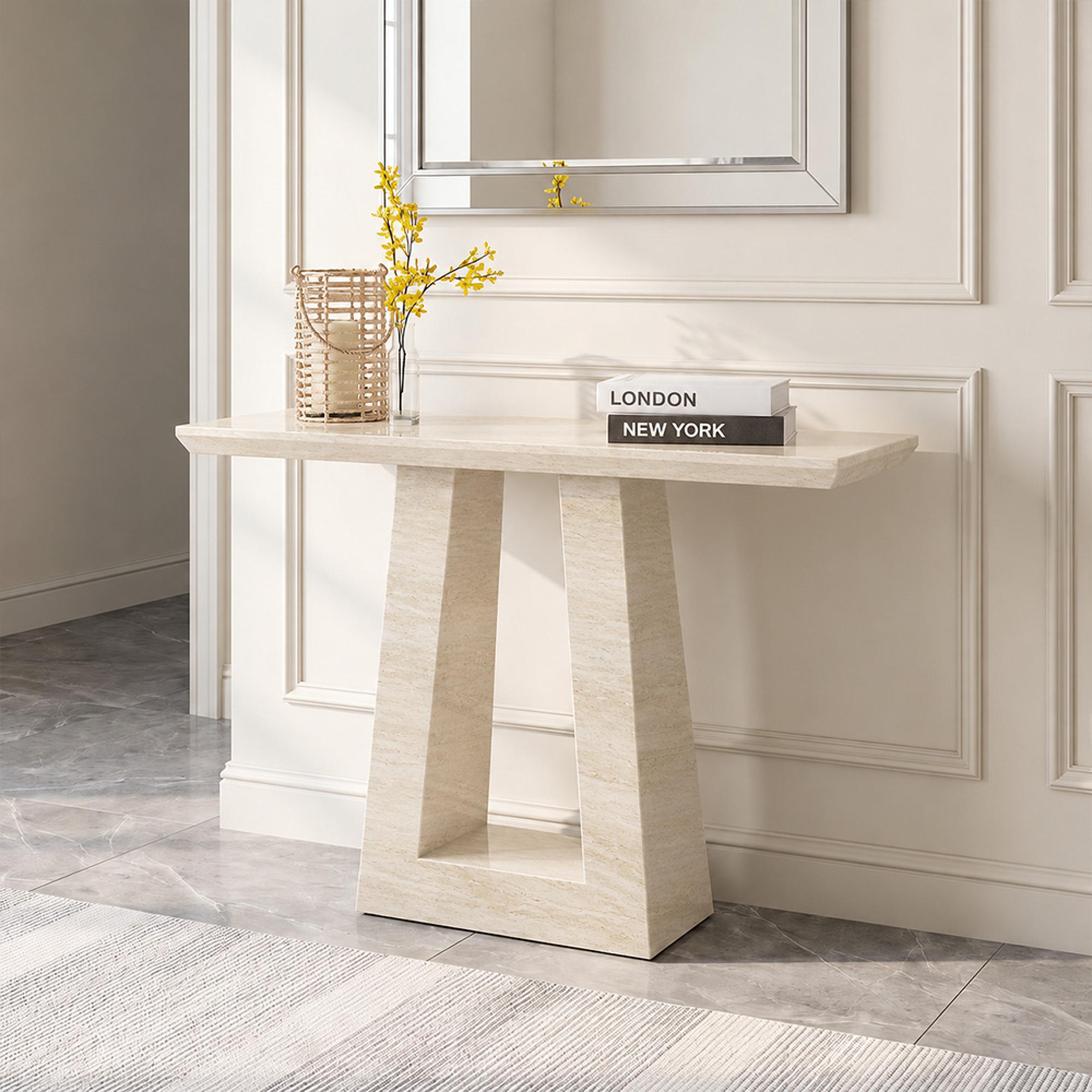 Milan Travertine Beige Marble Console Table