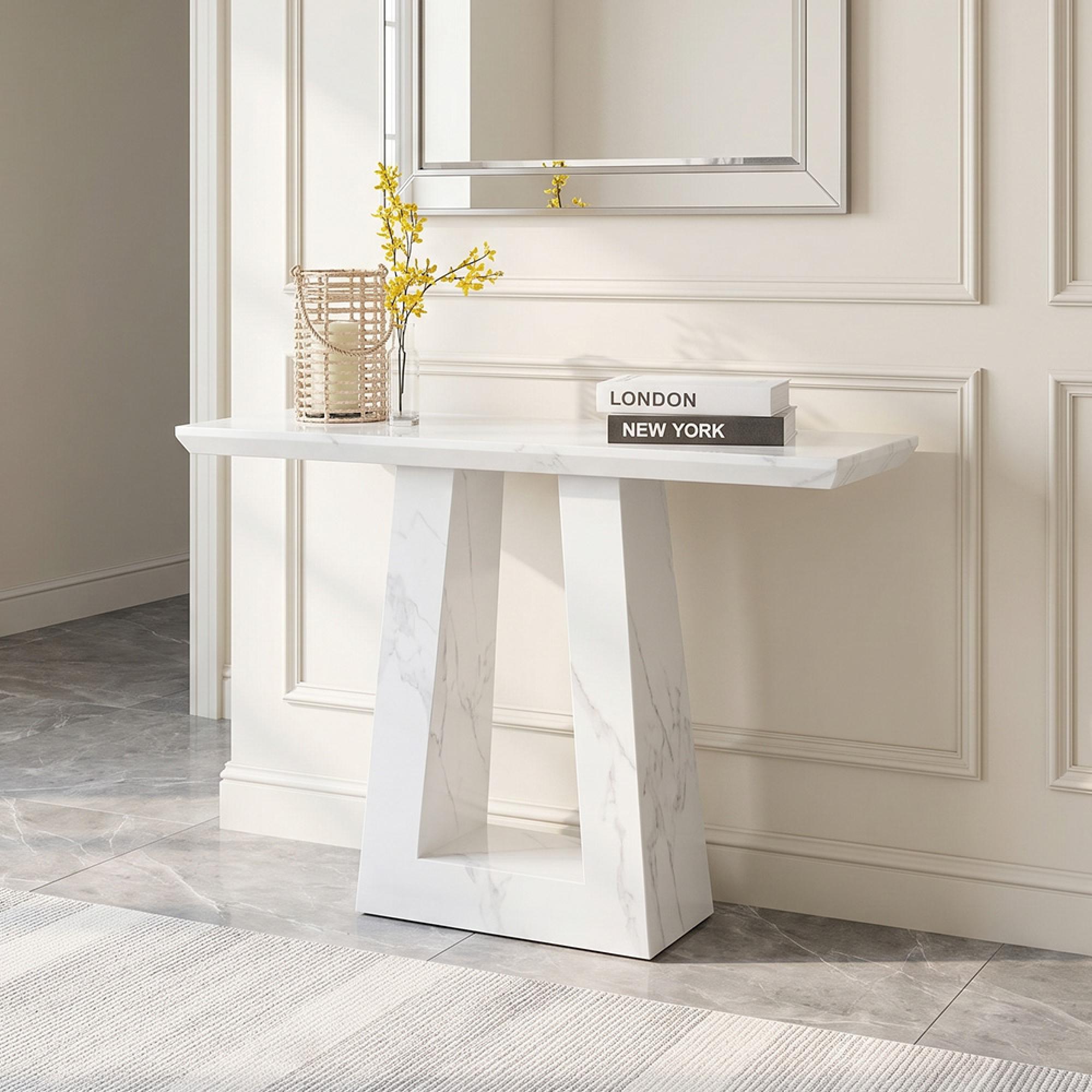 Milan White Marble Console Table