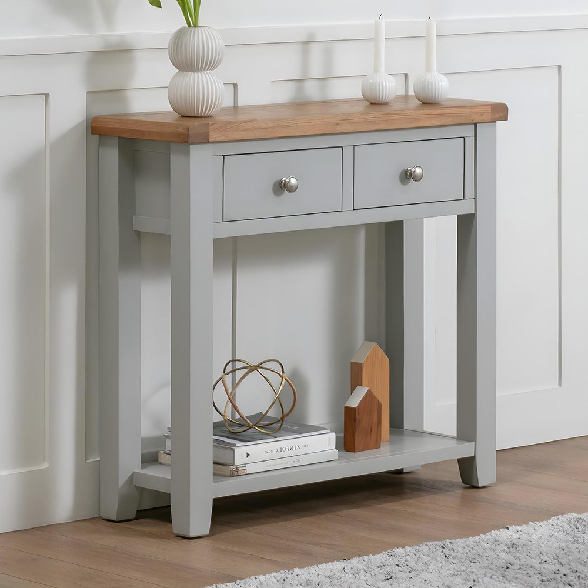 Melbourne French Grey Painted 2 Drawer Console Table