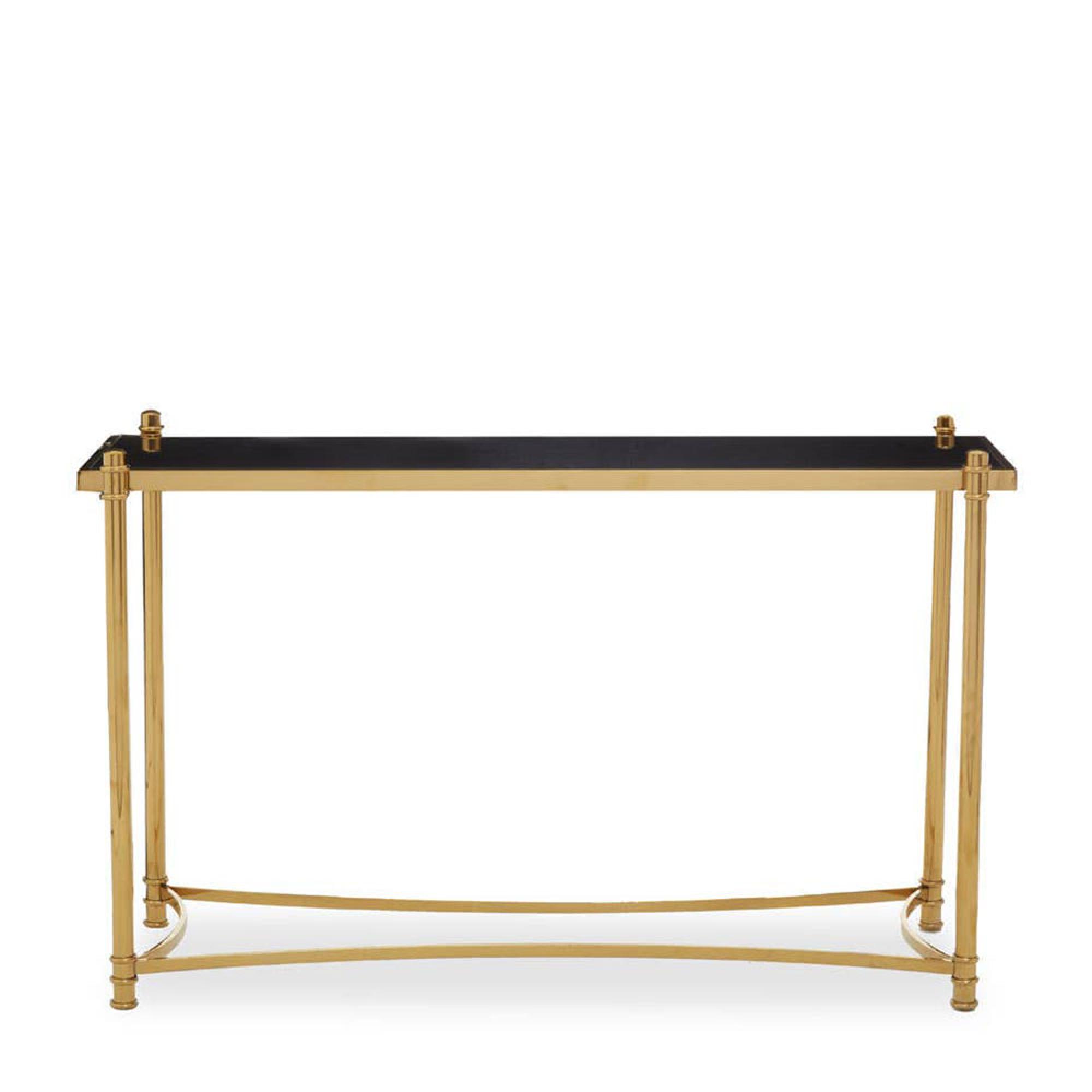 Ackley Console Table - Black Glass - Gold Legs
