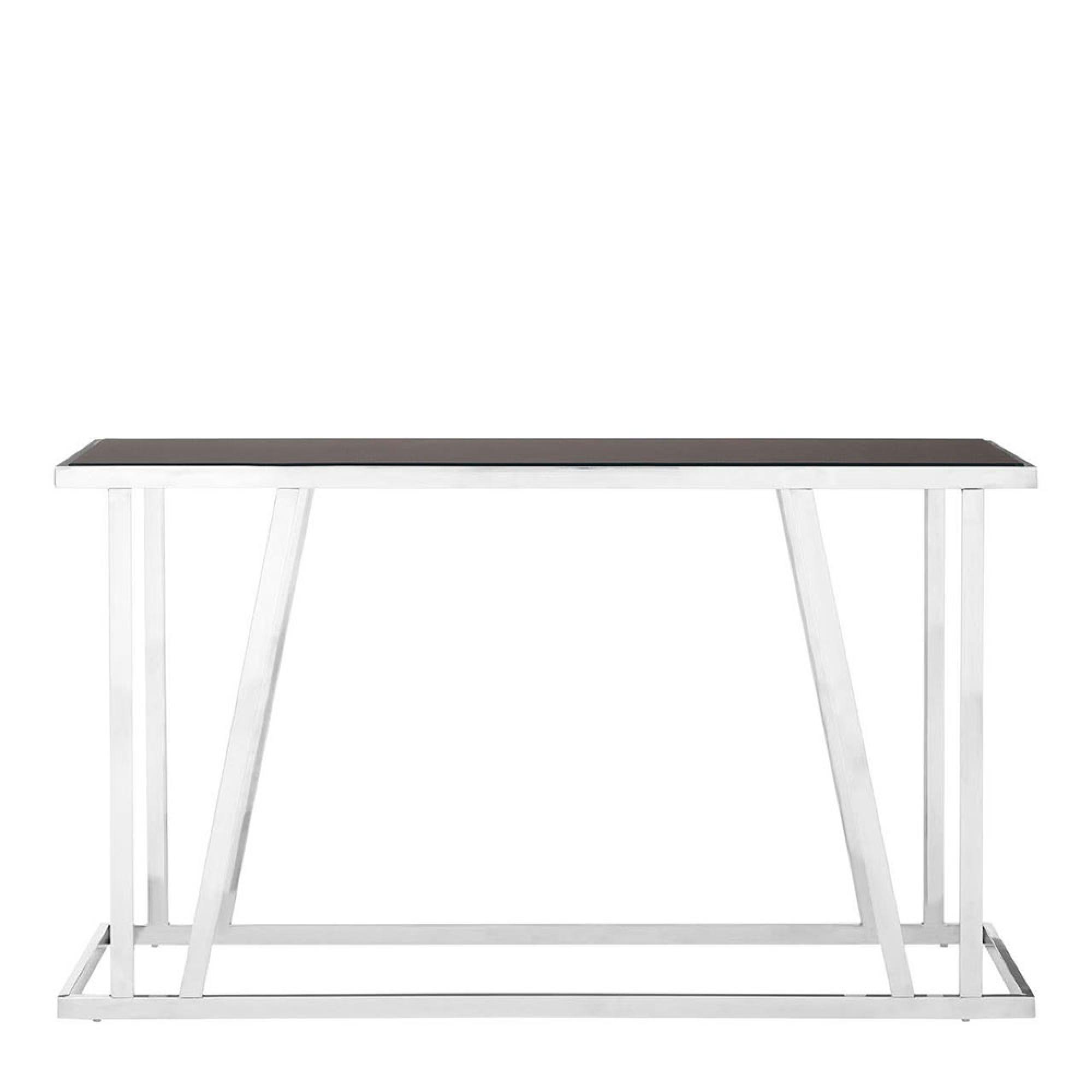 Ackley Console Table - Black Glass - Silver Legs