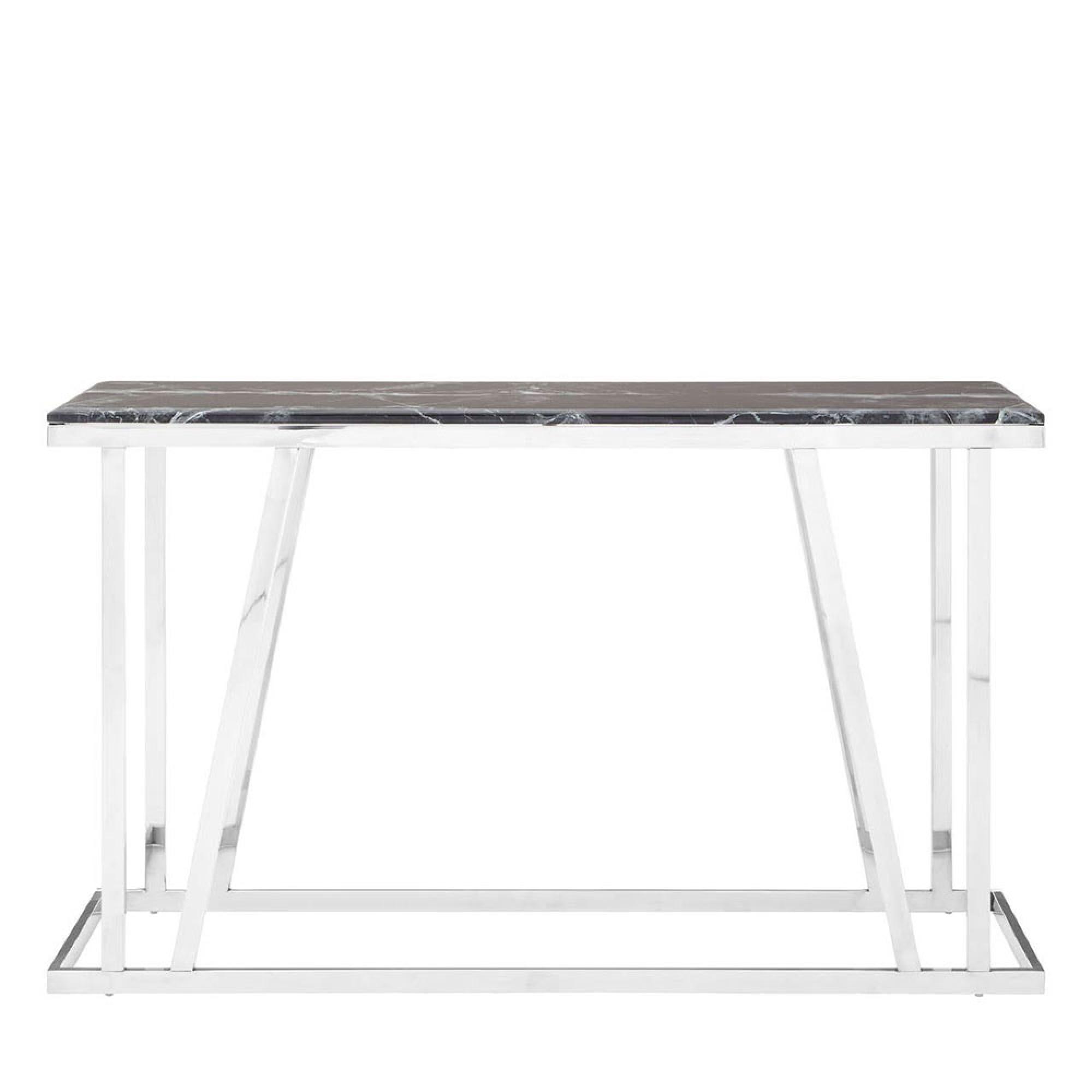Ackley Console Table - Black Marble - Silver Legs