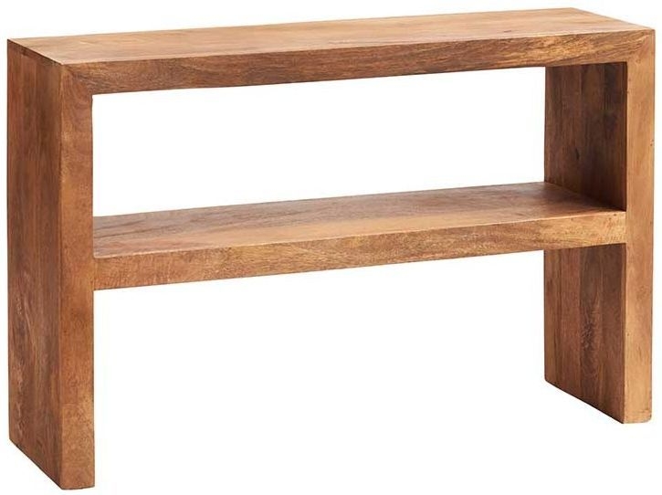 Ajmer Console Table - with Shelf - Light Mango Wood