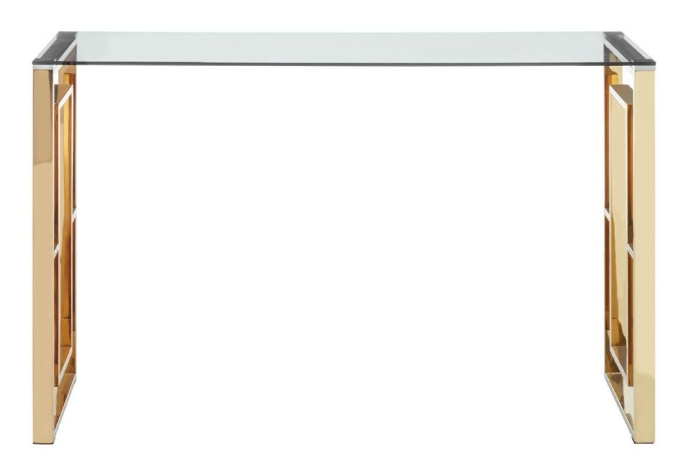 Allure Console Table - Glass - Gold Base