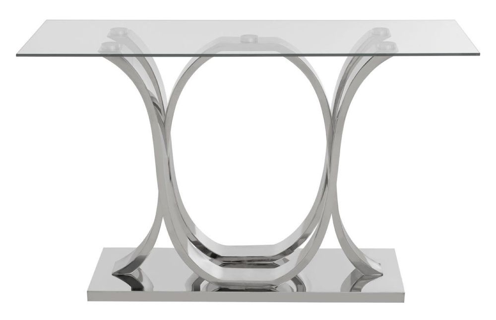 Allure Console Table - Glass - Silver Curved Base