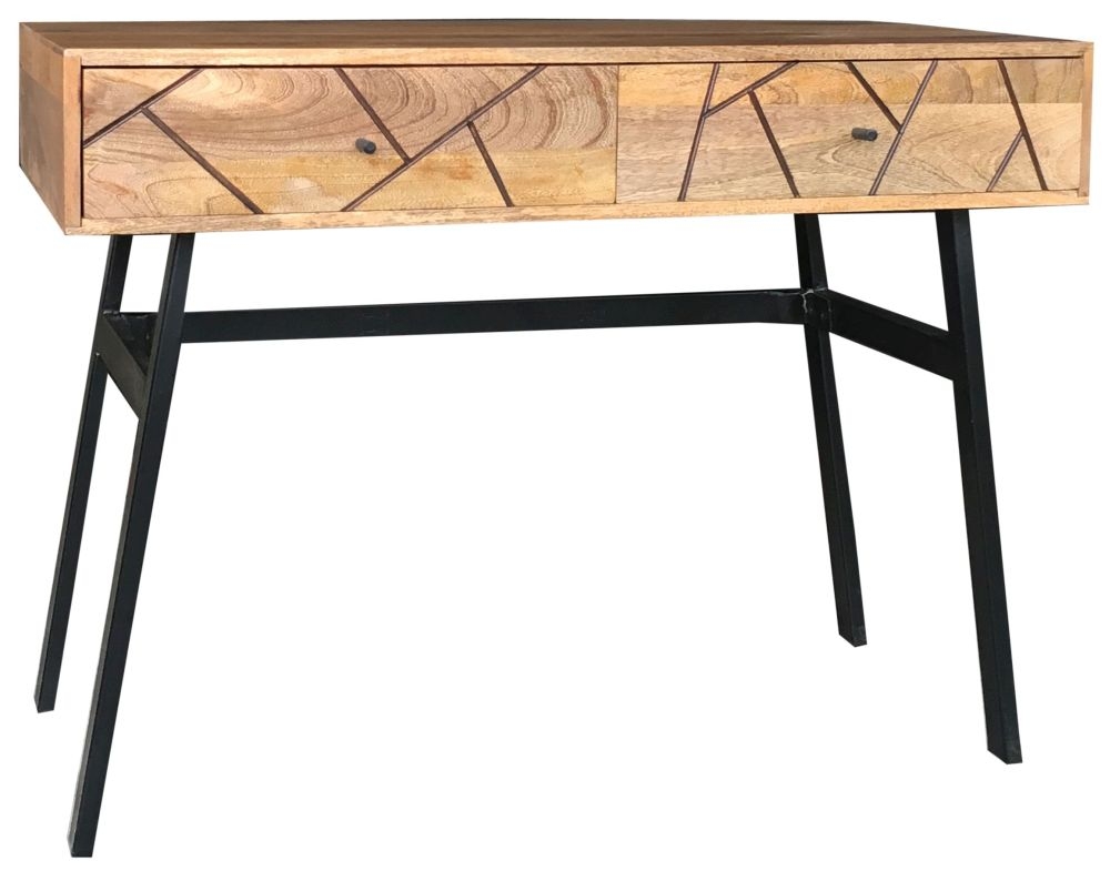 Amar Console Table - 2 Drawer - Geometric Pattern - Mango Wood