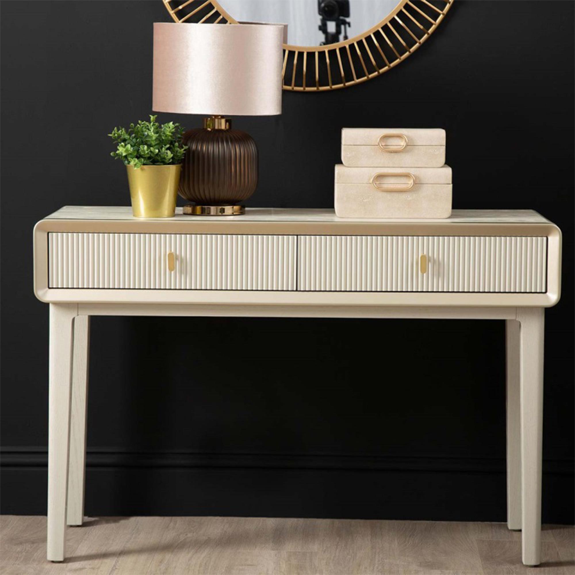 Amelie Console Table - 2 Drawer - Cream Elm