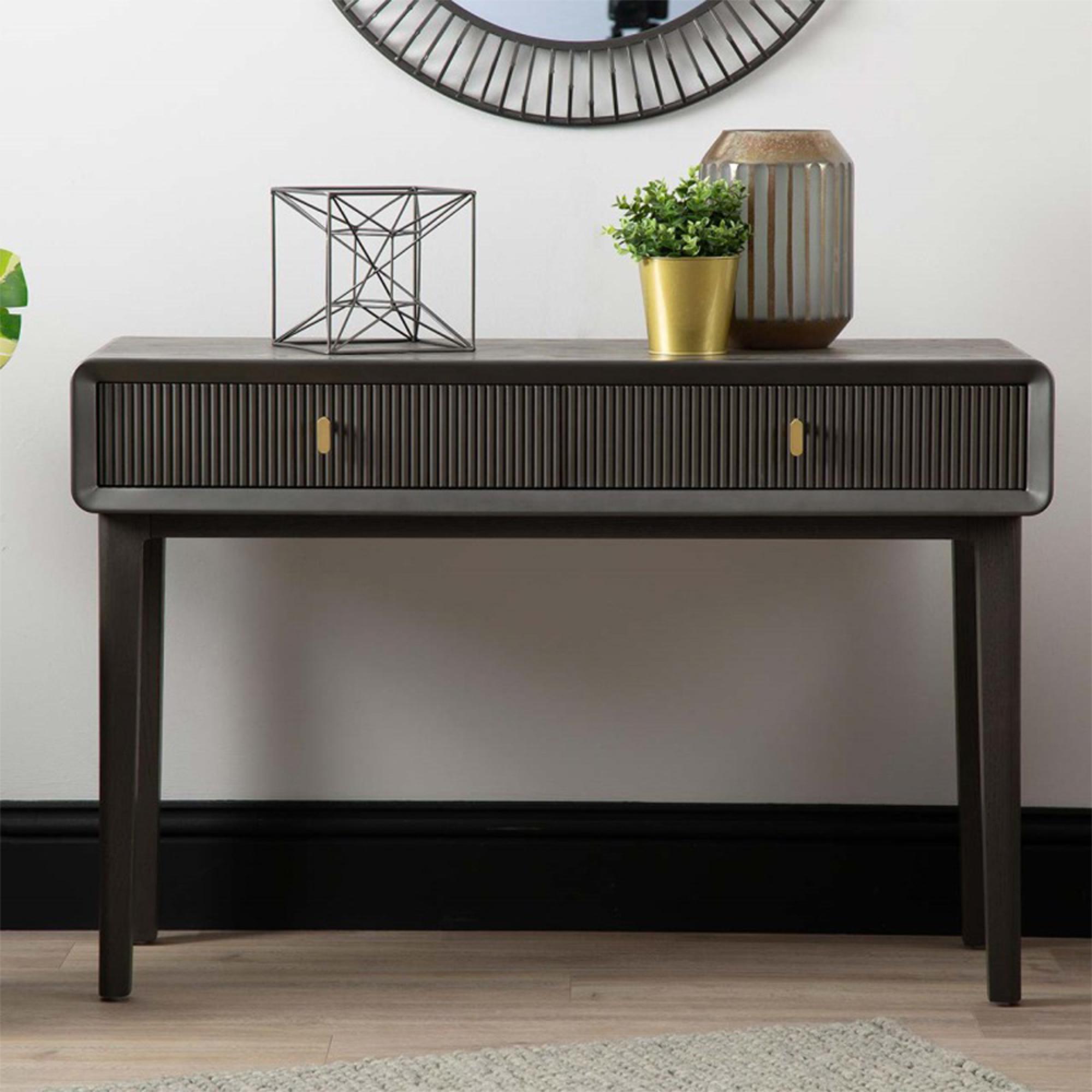 Amelie Console Table - 2 Drawer - Smoke Grey Elm