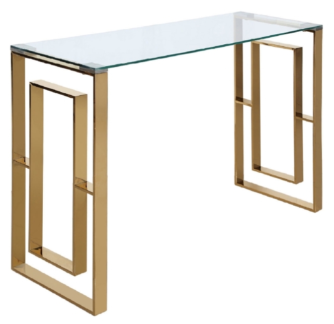 Apex Console Table - Clear Glass and Gold