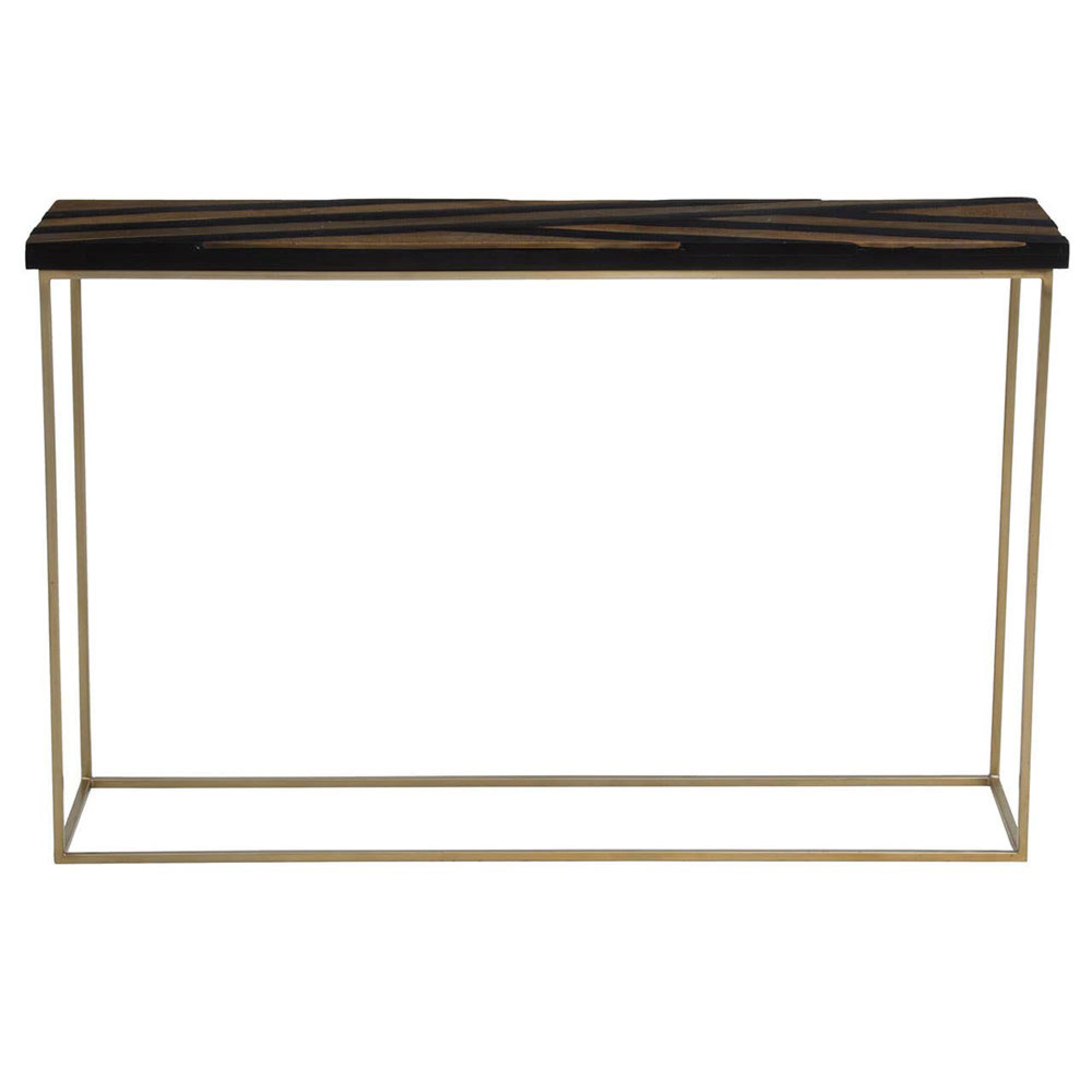 Aris Console Table - Black Acacia Wood with Gold Base
