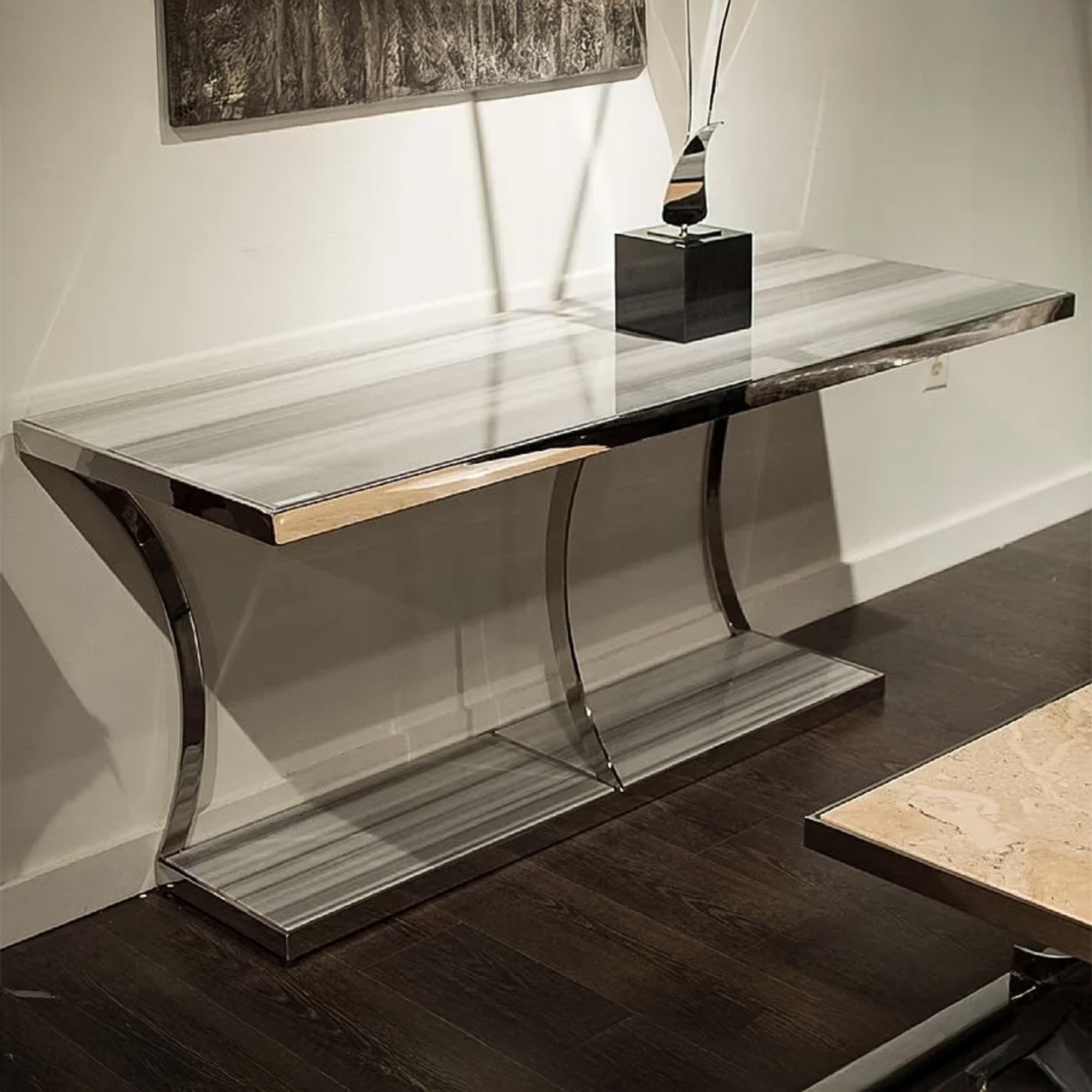 Aurora Console Table - Marble with Stainless Steel Base - Variation Available