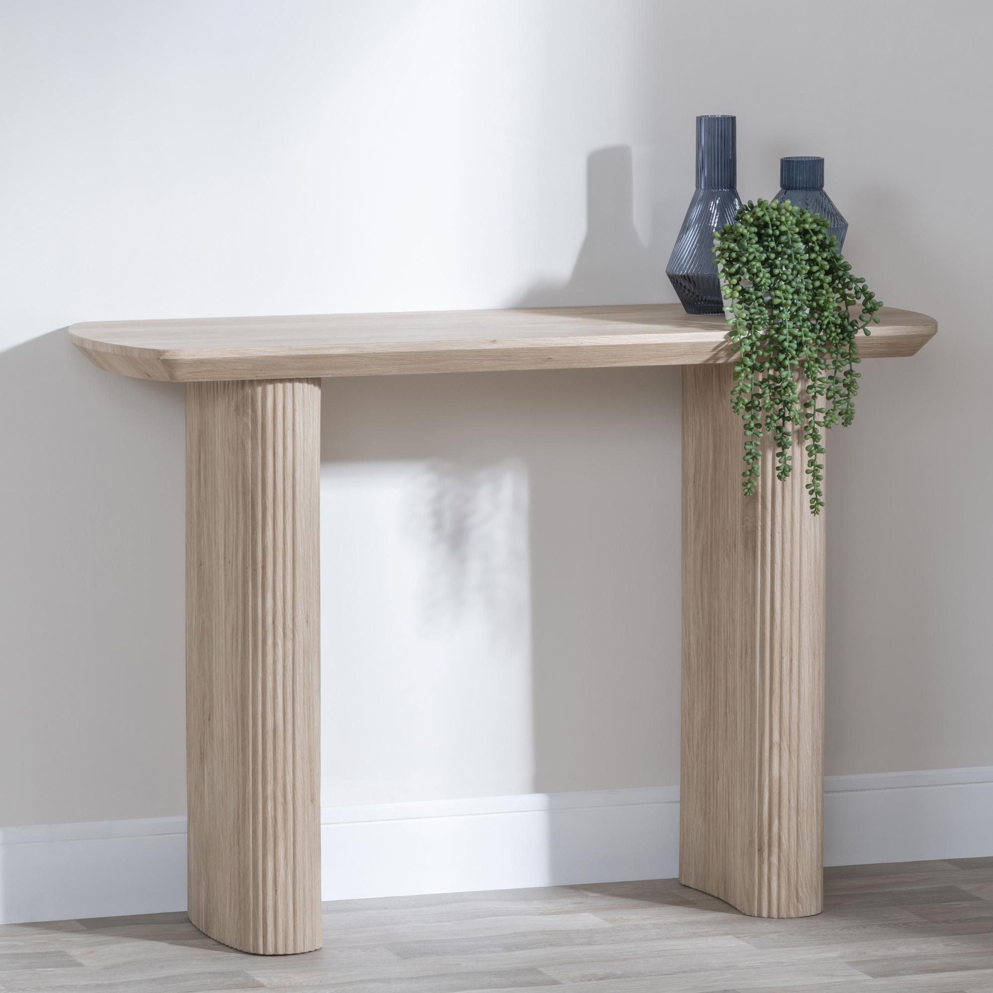 Bern Pedestal Console Table - Oak - Fluted