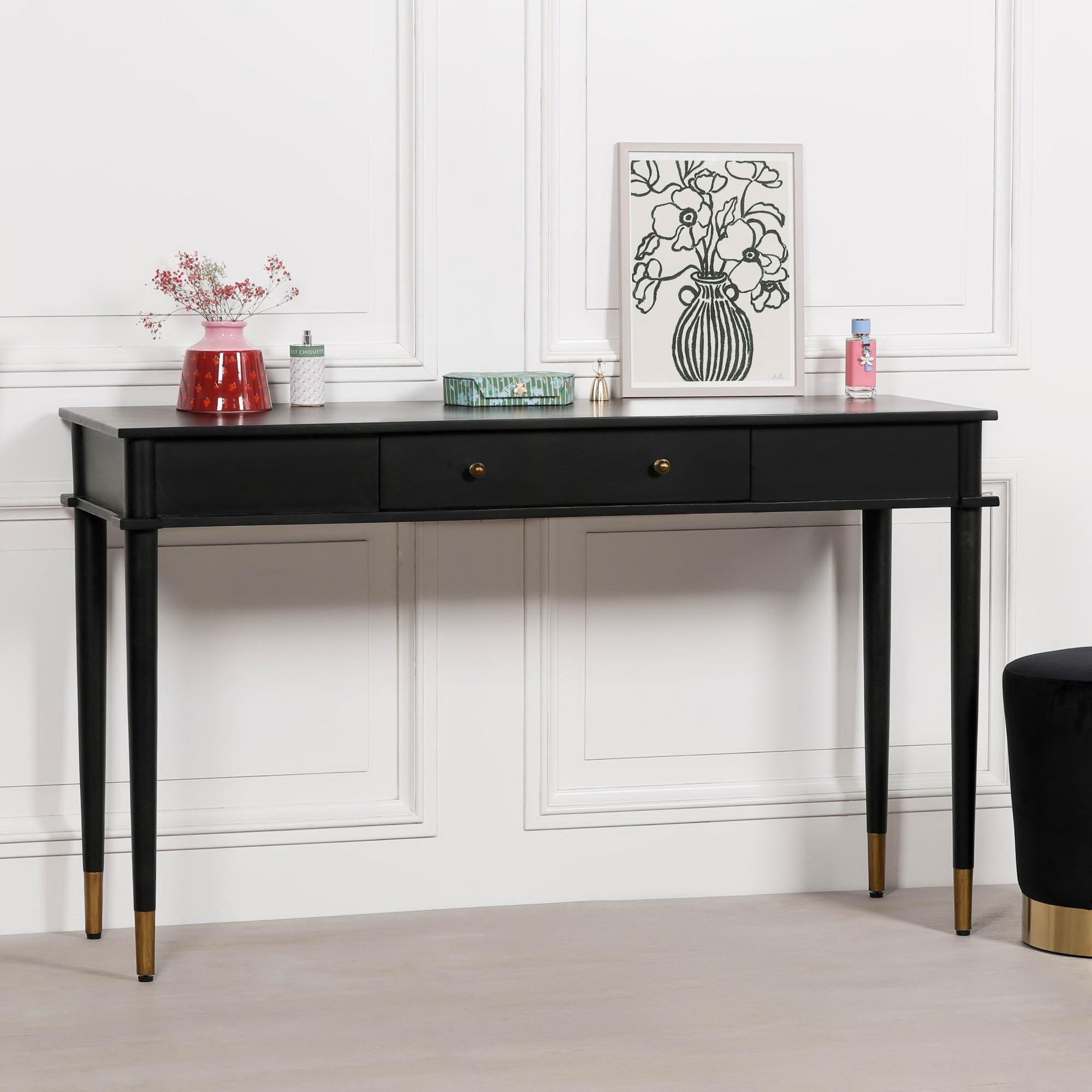 Mahogany Wood Console Table - 1 Drawer -Black