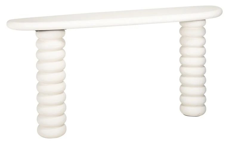 Bloomstone White Lime Plaster Curved Console Table