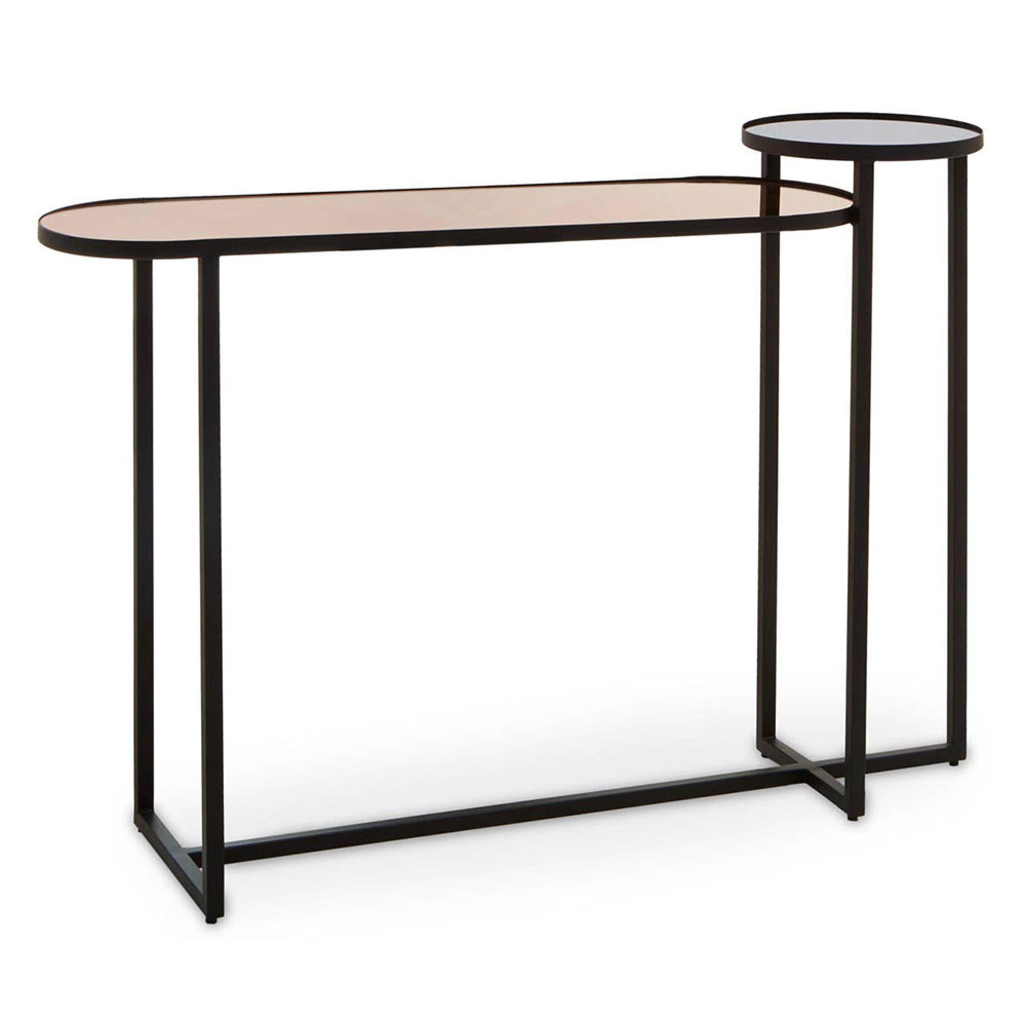 Cercle Console Table - 2 Tier - Oval - Smoked Mirrored