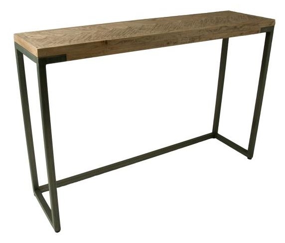 Chevron Console Table - Mango Wood - Brushed Gunmetal Base