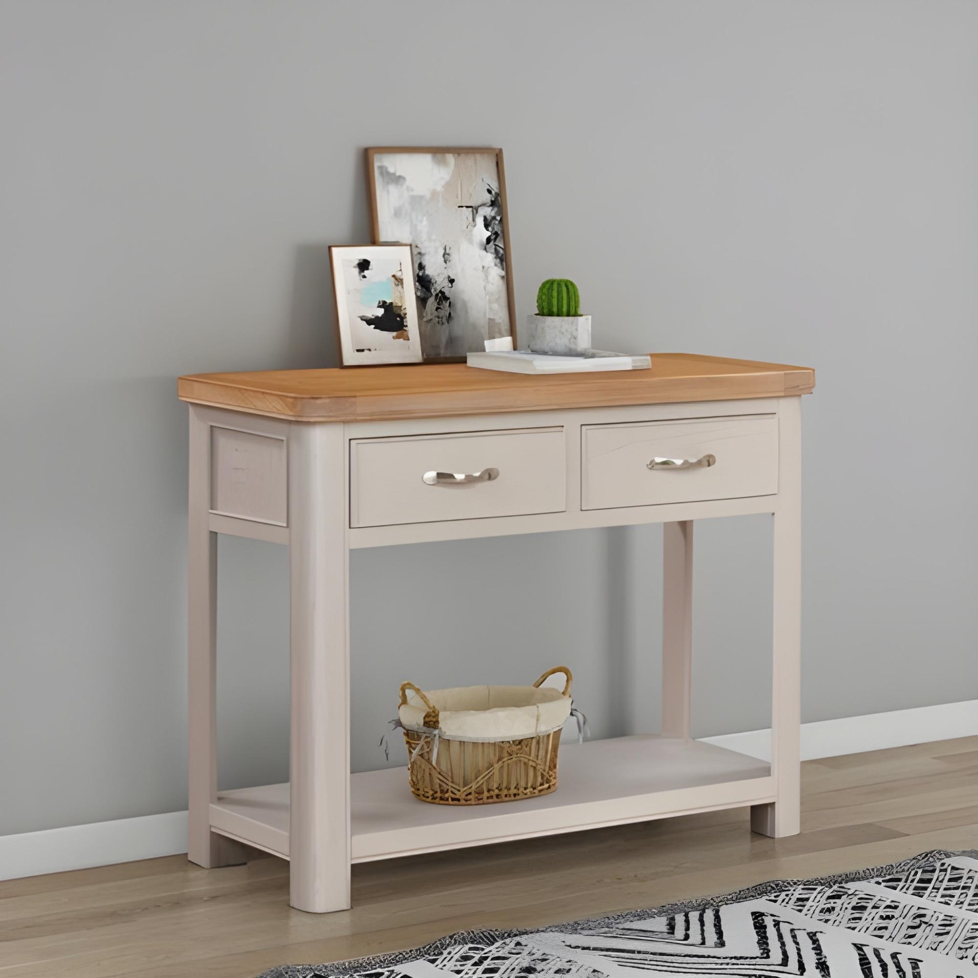 Clarion Console Table - 2 Drawer - Oak and Grey