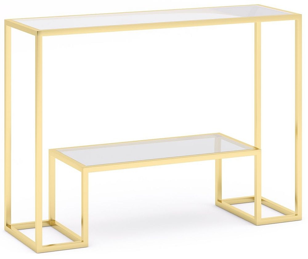 Clearance - Knightsbridge Console Table - Glass and Gold