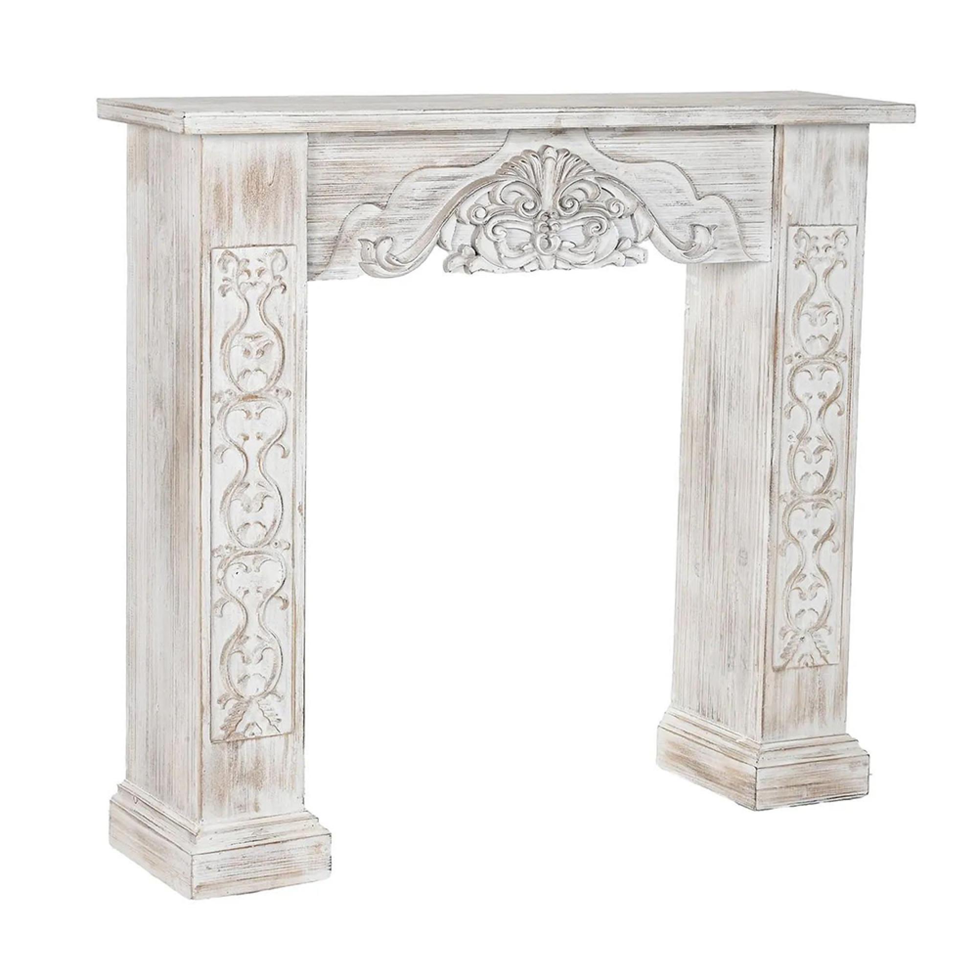 Clearance - Carved Console Table - White Wood - FSS16038