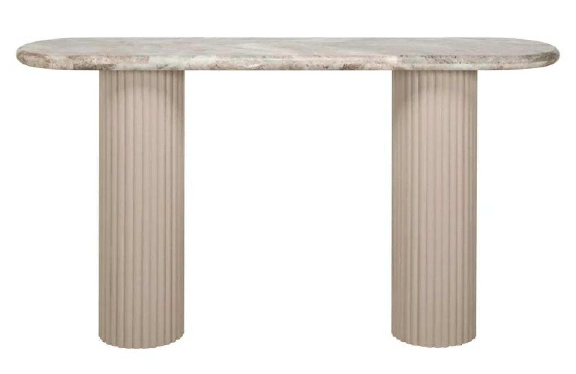 Coronel Beige Curved Console Table with Fluted Base
