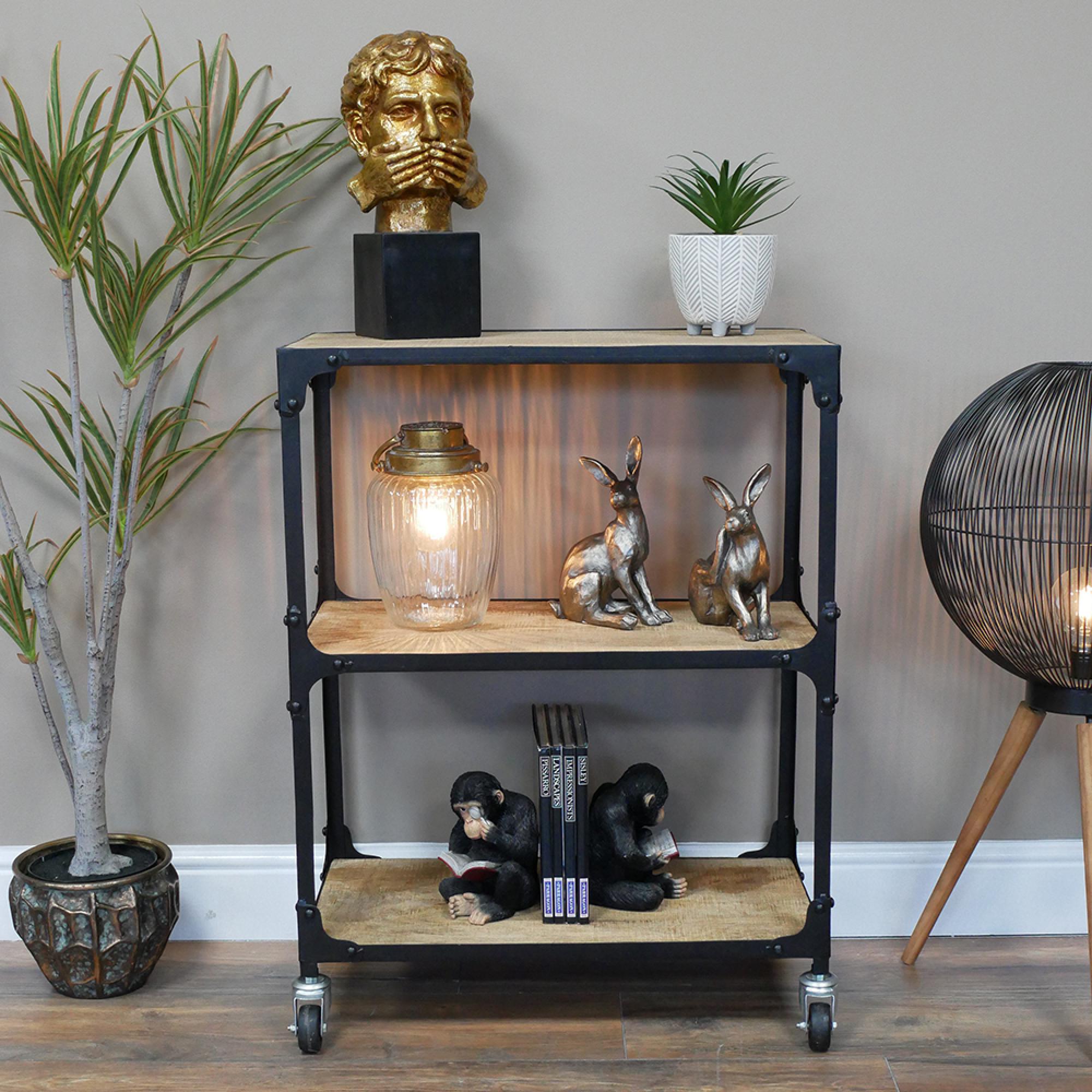 Shelves - Mango Wood and Metal - on Wheels