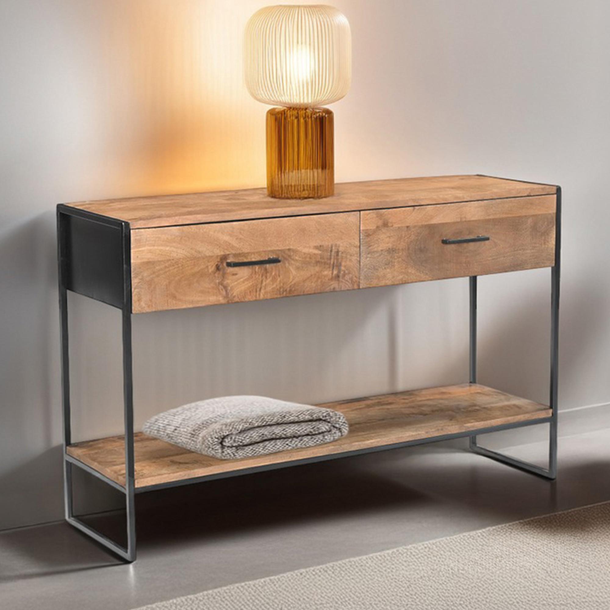 Elin Console Table - 2 Drawer - Natural - Mango Wood