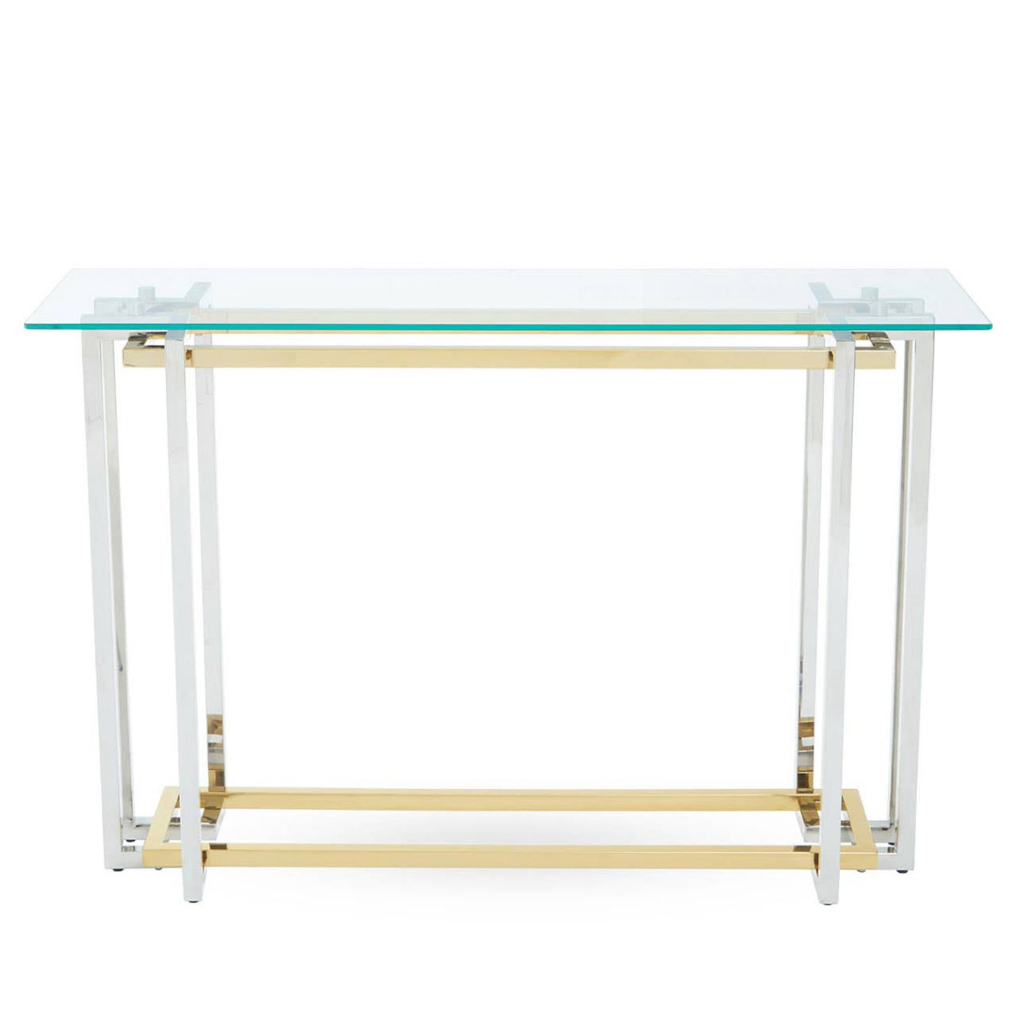 Elino Console Table - Glass with Chrome Base