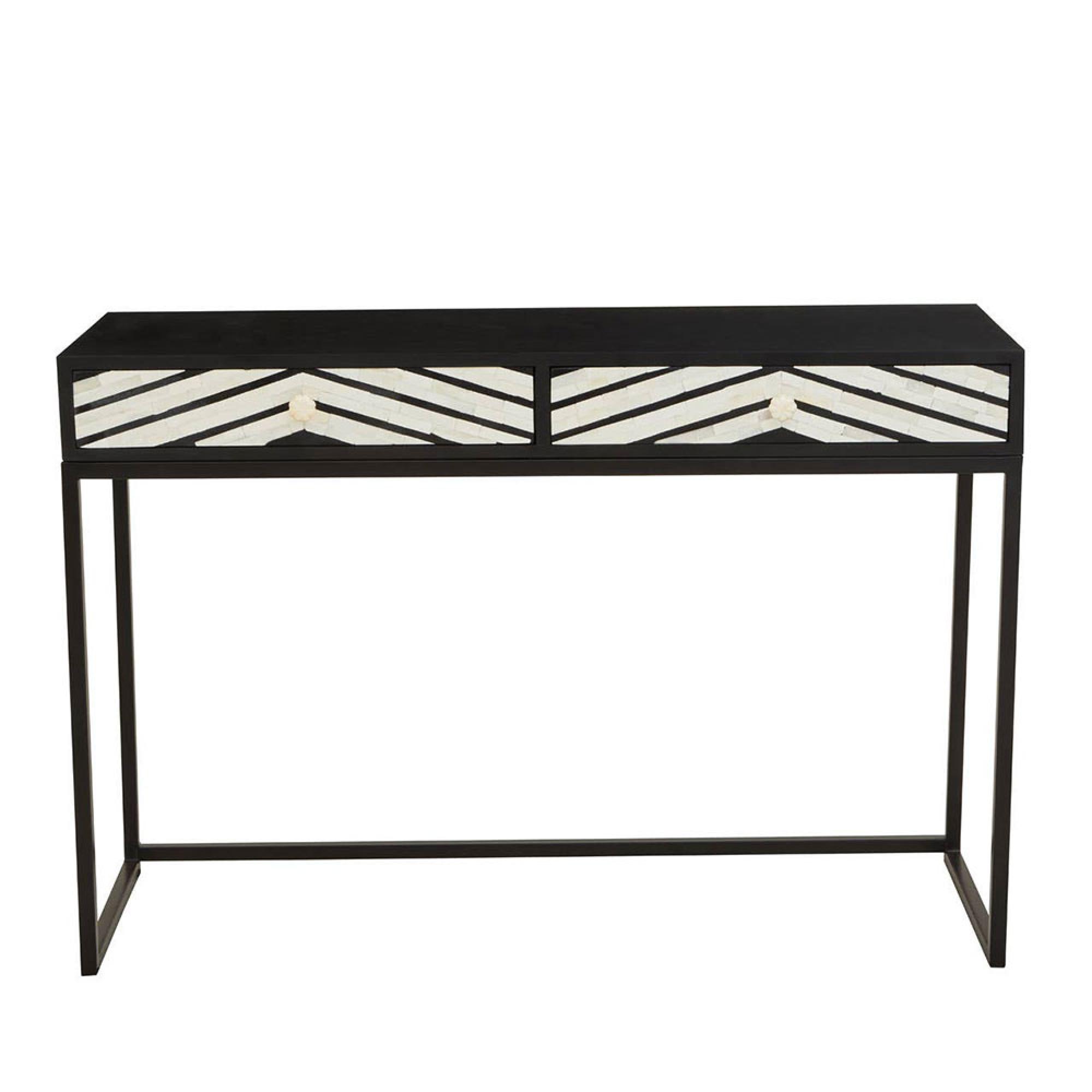 Fusion Console Table - 2 Drawer - Black and White Bone Inlay