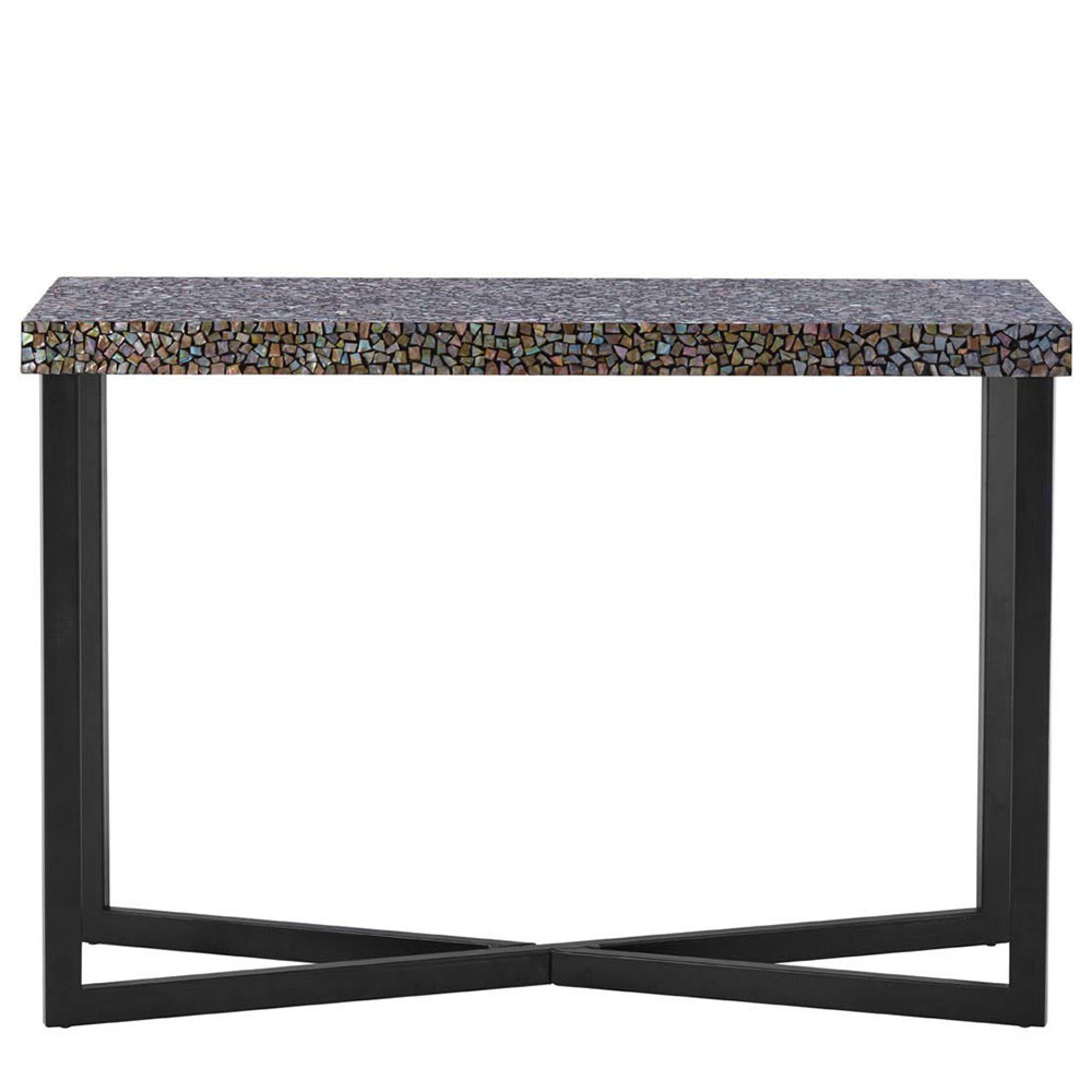 Fusion Console Table - Shell Crackle Mosaic with Black Metal