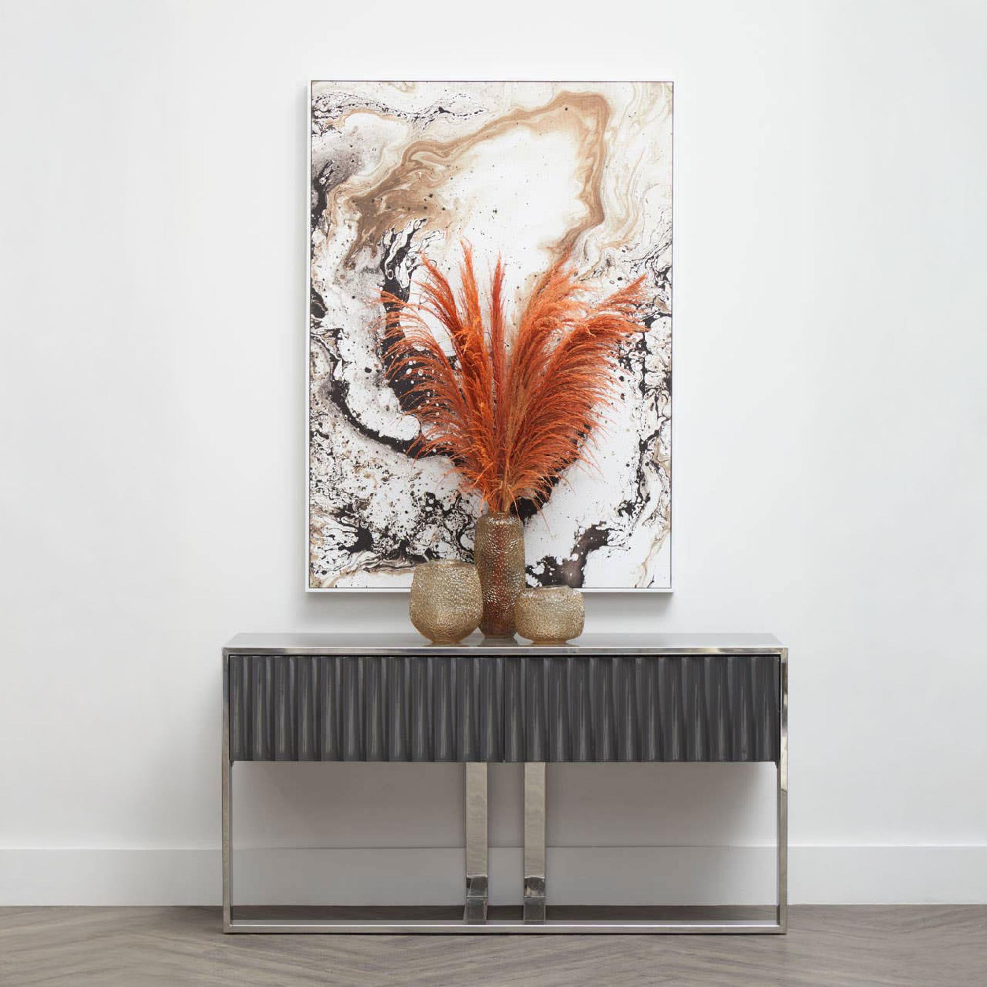 Genoa Console Table - Fluted Grey High Gloss