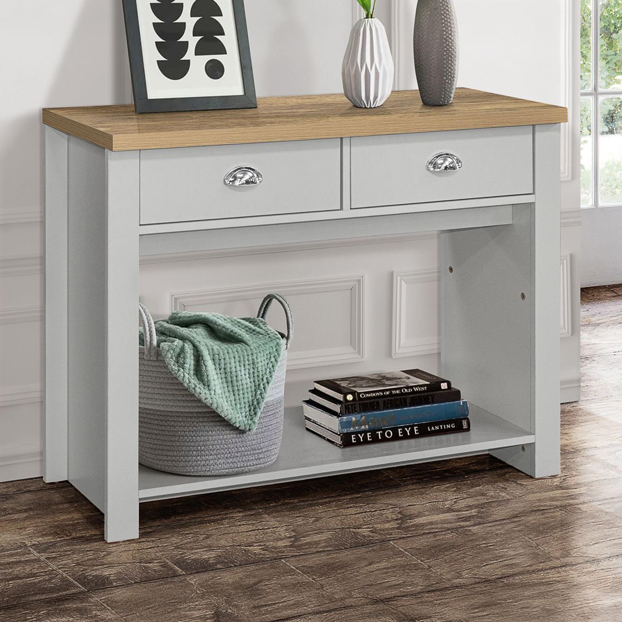 Highgate Console Table - 2 Drawer - Grey Painted