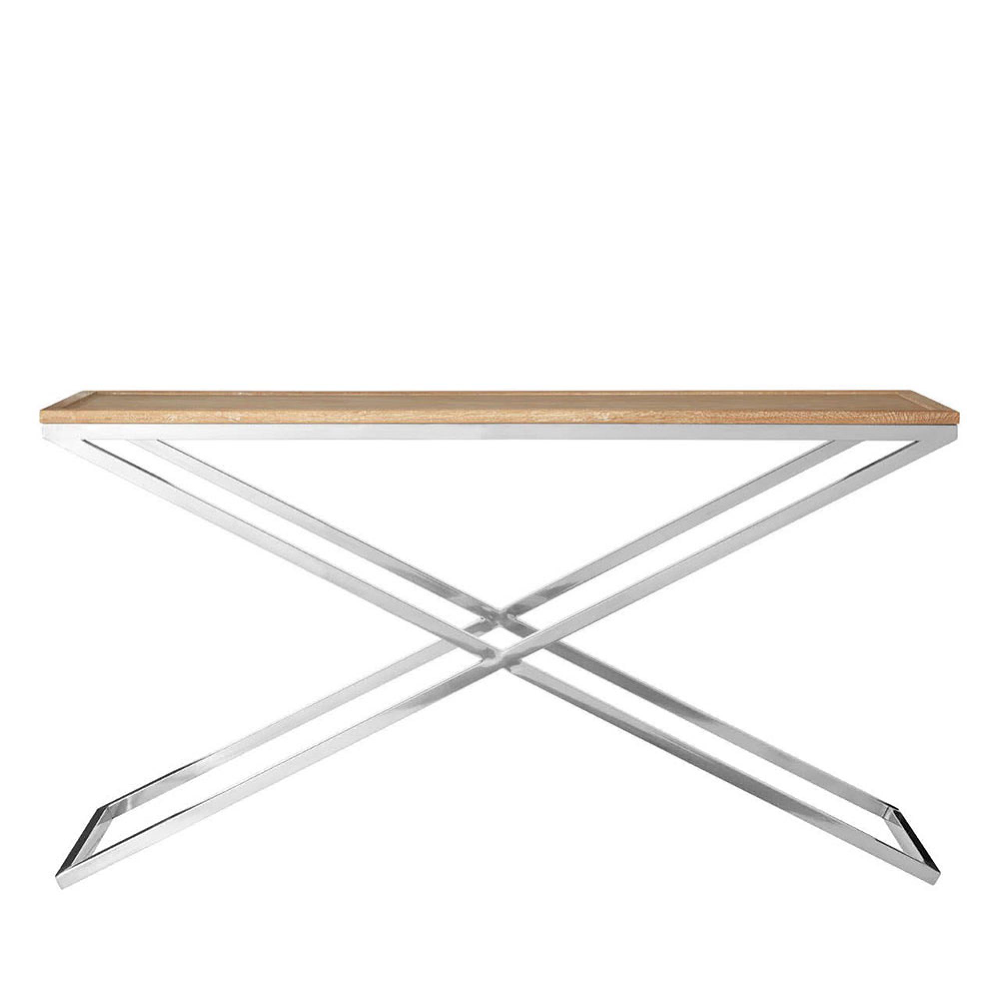 Holland Console Table - Oak and Silver Metal