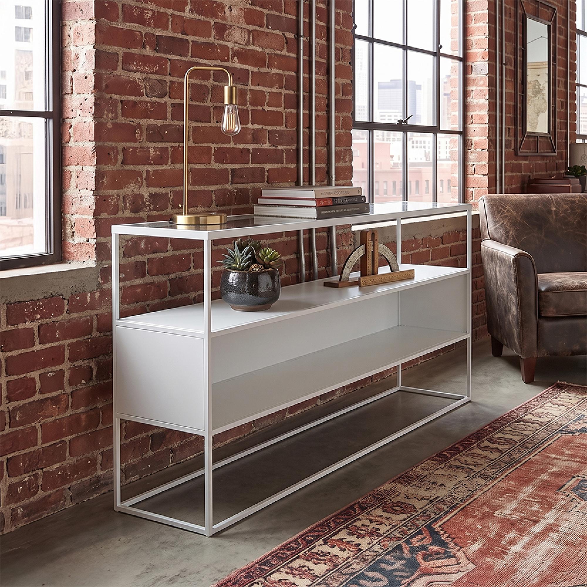Industrial Console Table - White - Glass and Metal