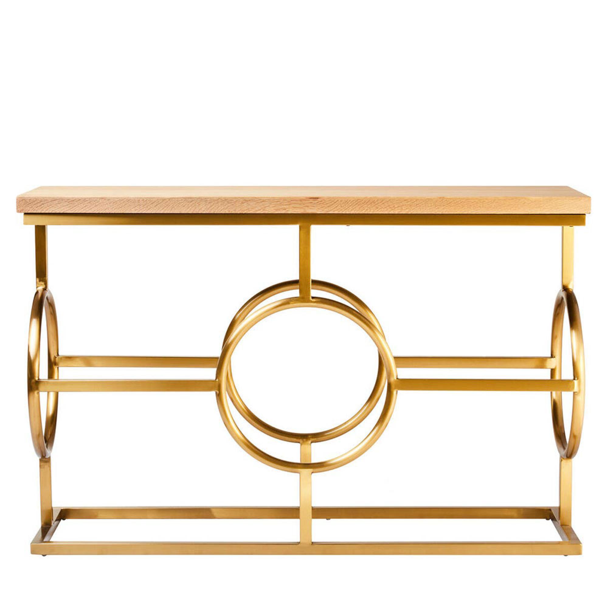 Jana Console Table - Oak and Gold Metal