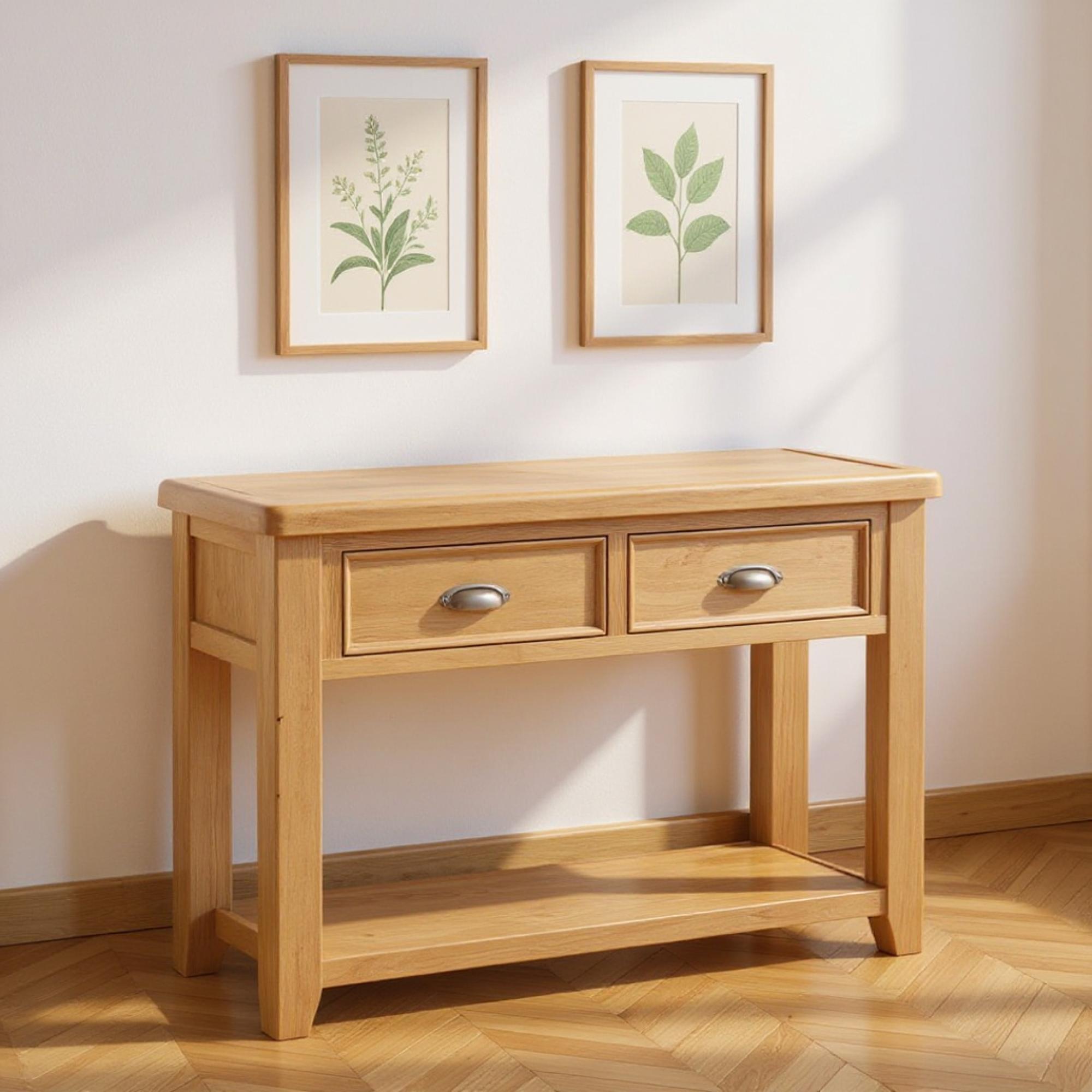Janelle Console Table - 2 Drawer - Rustic Oak