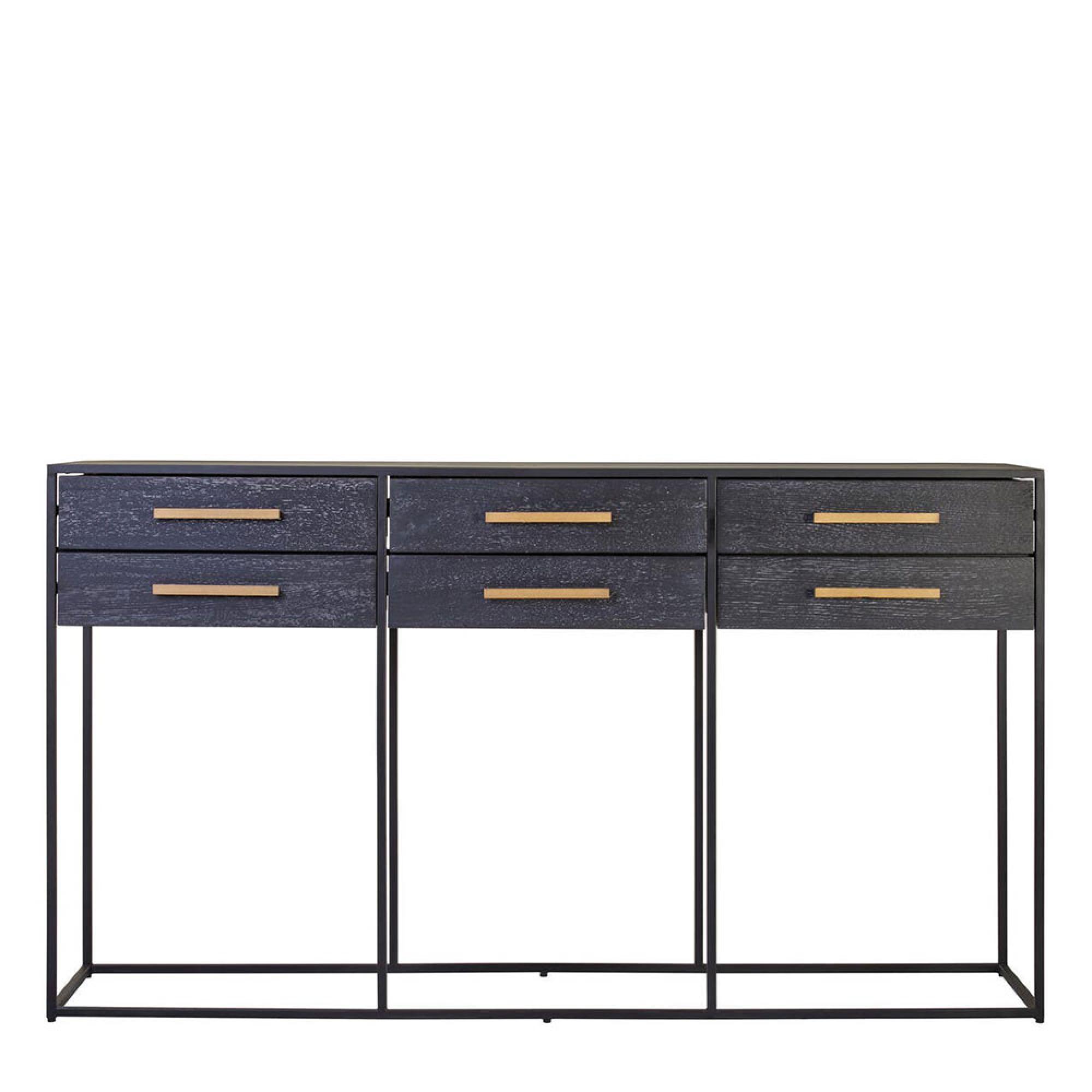 Judd Console Table - Black Oak - 6 Drawer