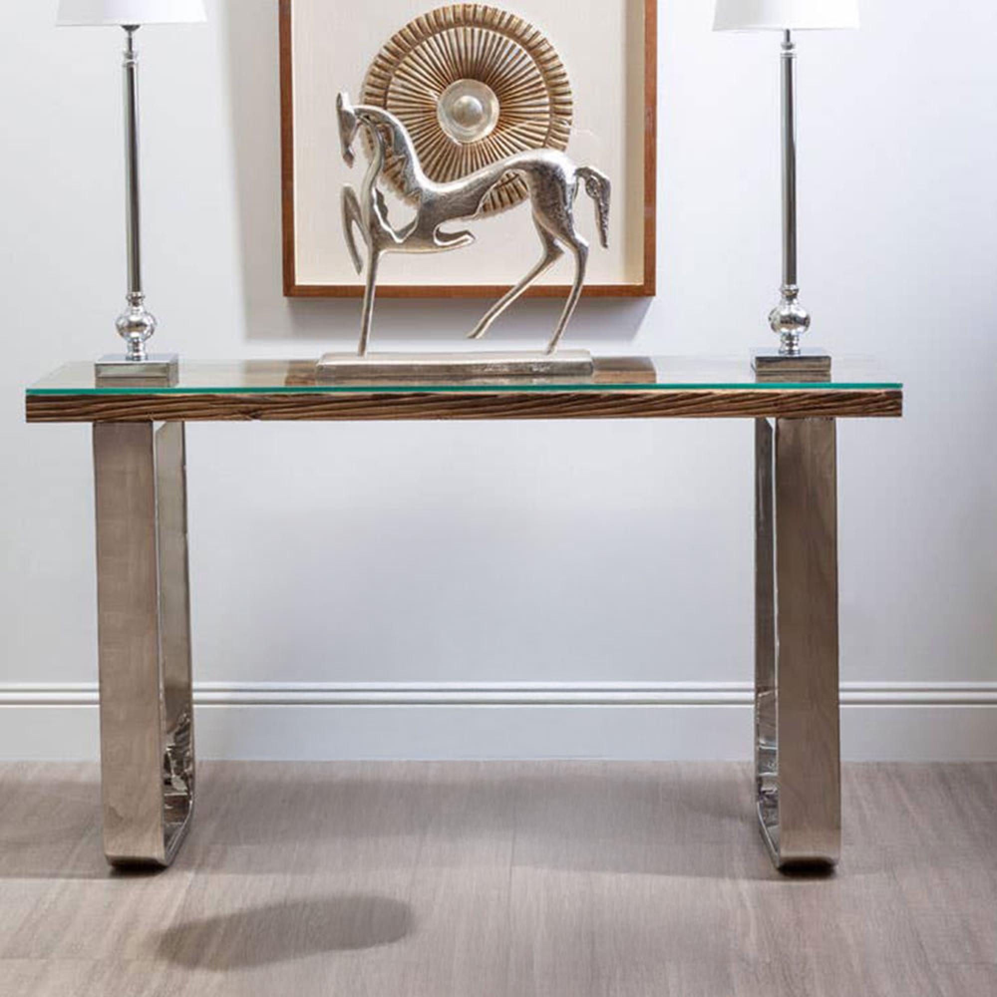 Kerala Console Table - Clear Glass with Silver Base