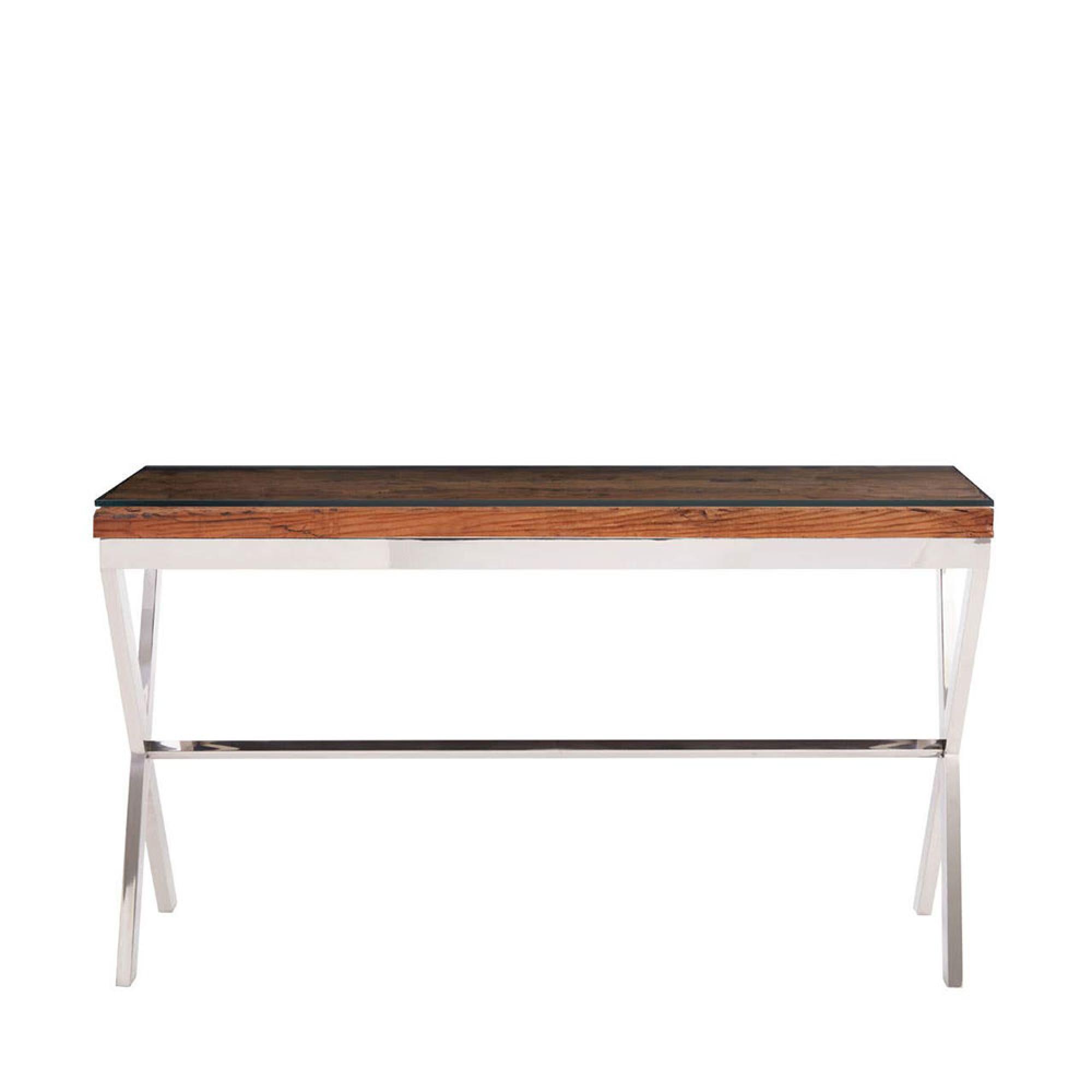 Kerala Console Table - Clear Glass with Silver Cross Base