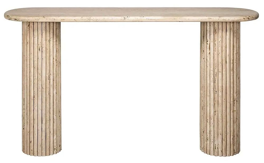 La Cantera Travertine Beige Oval Console Table