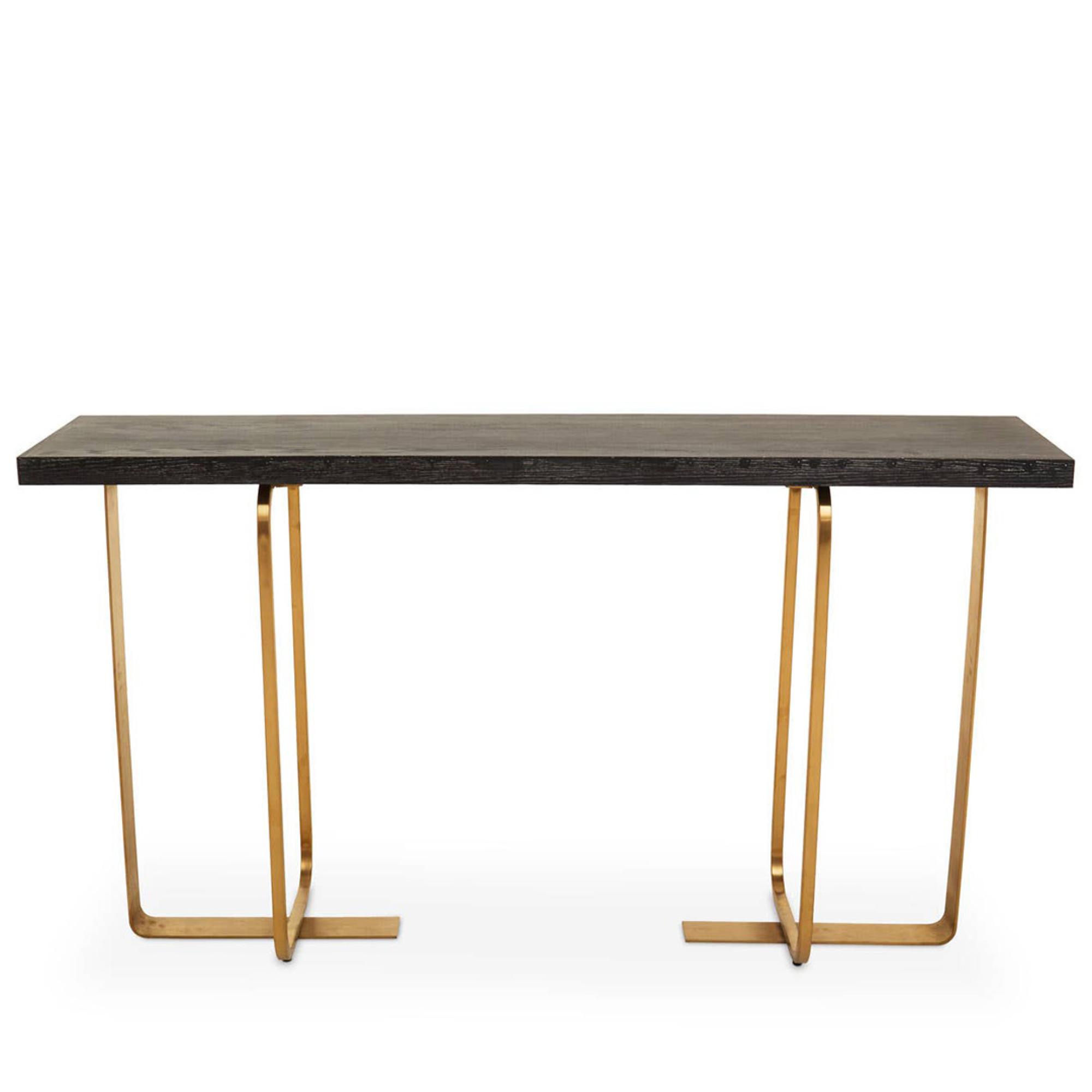 Lena Console Table - Dark Wood and Gold