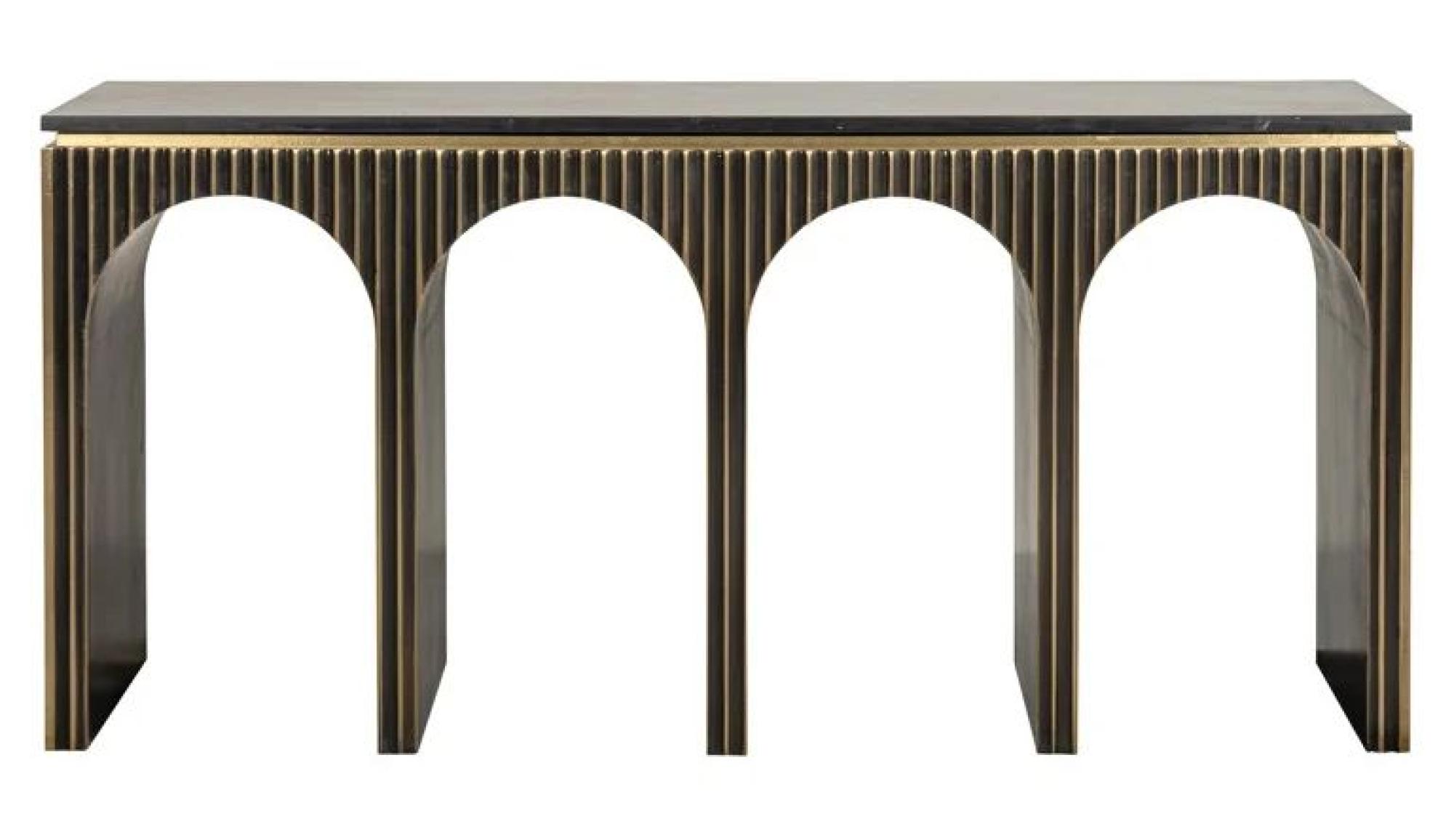 Les Arcs Brushed Gold Ribbed Console Table