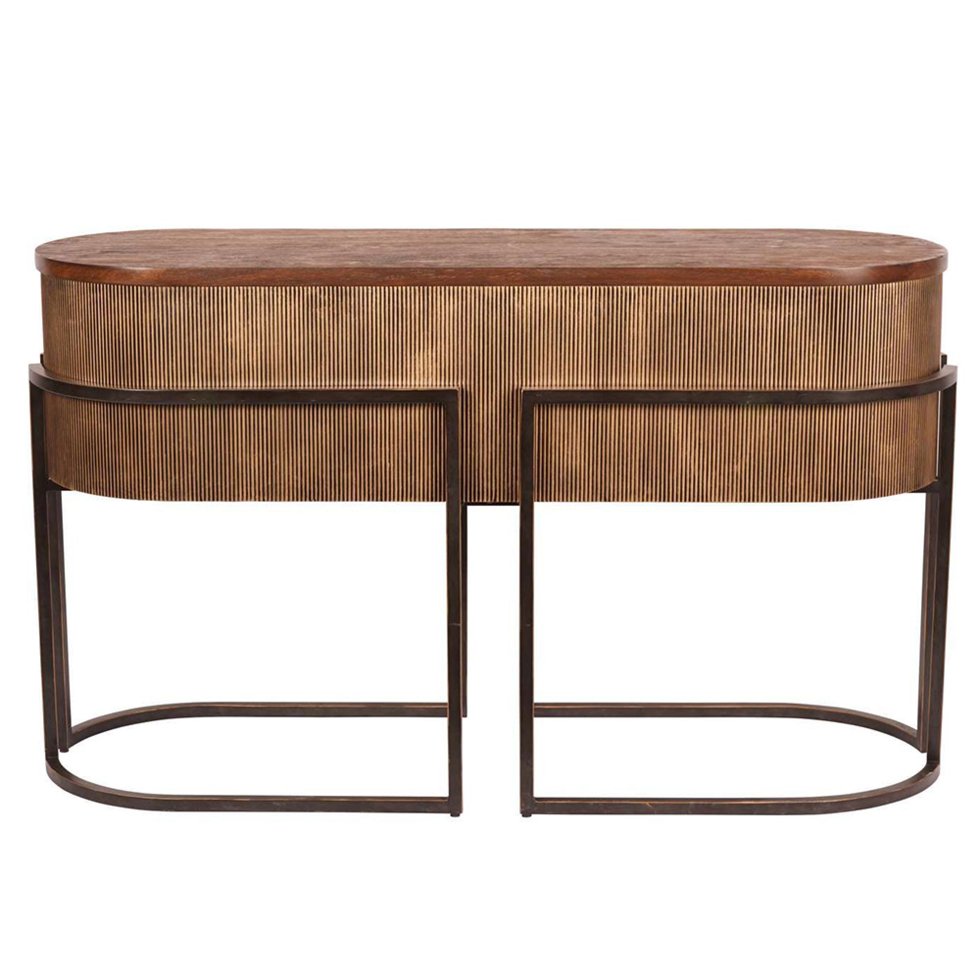 Hunter Console Table - Wood and Metal - Fluted - Oval
