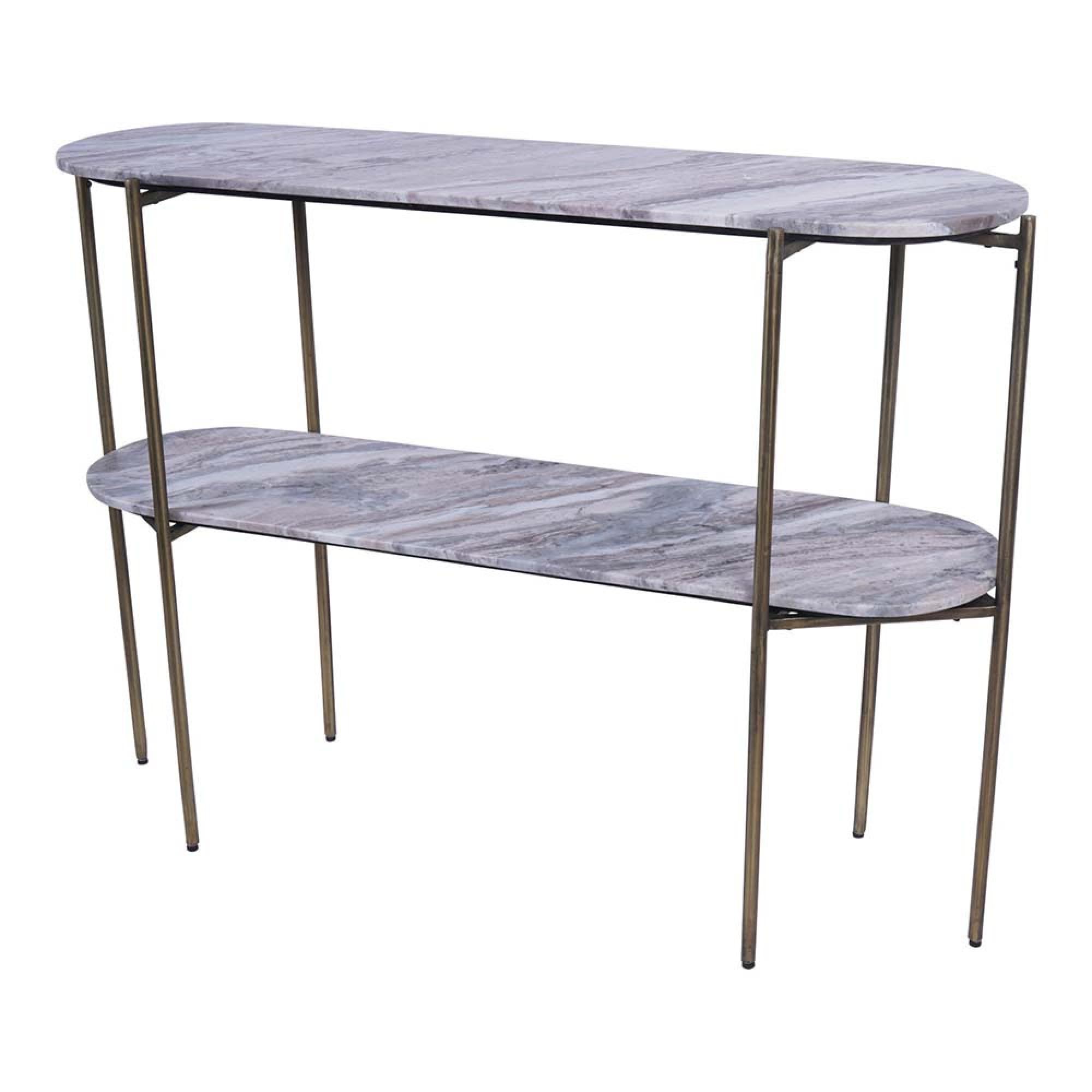 Toronto Console Table - Grey Marble - Oval