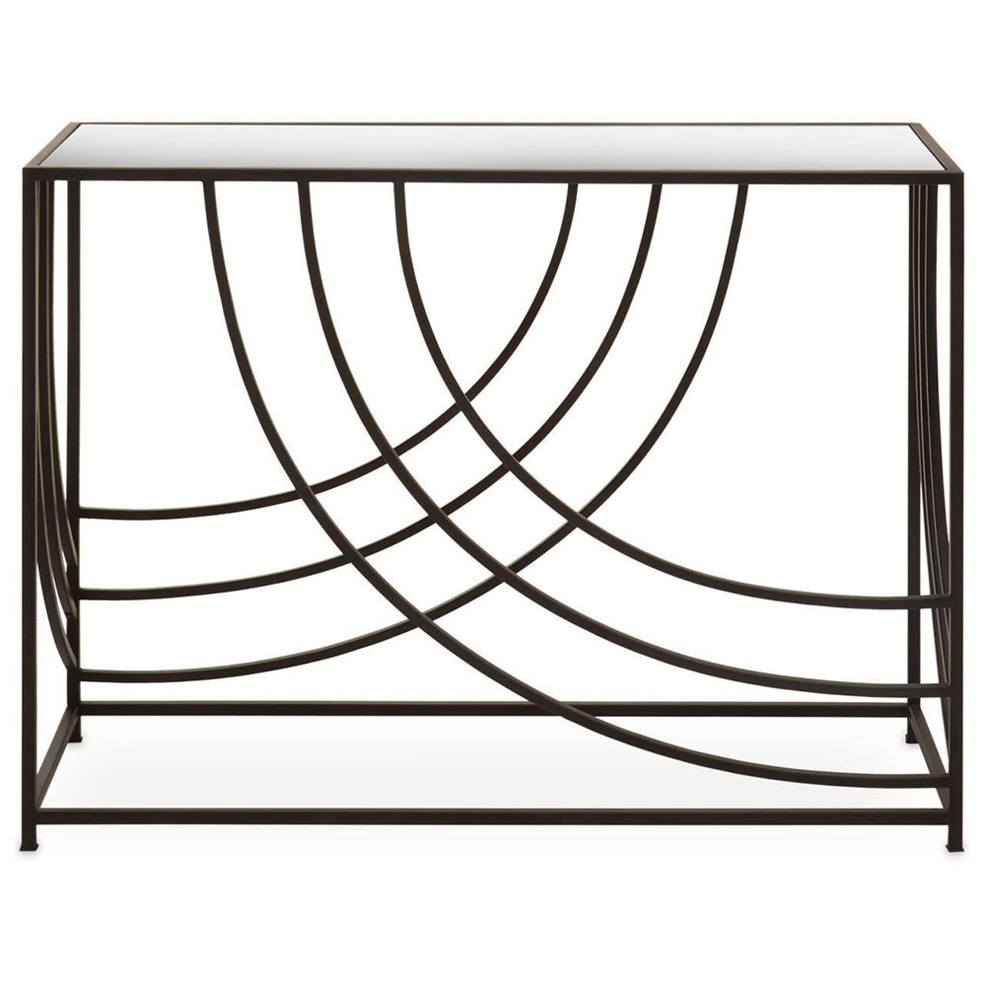 Logan Console Table - Mirrored with Black Metal