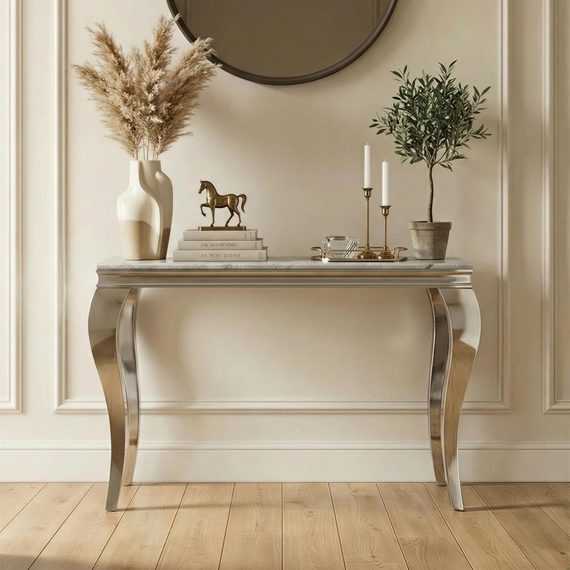 Louis Console Table - Grey Marble & Chrome