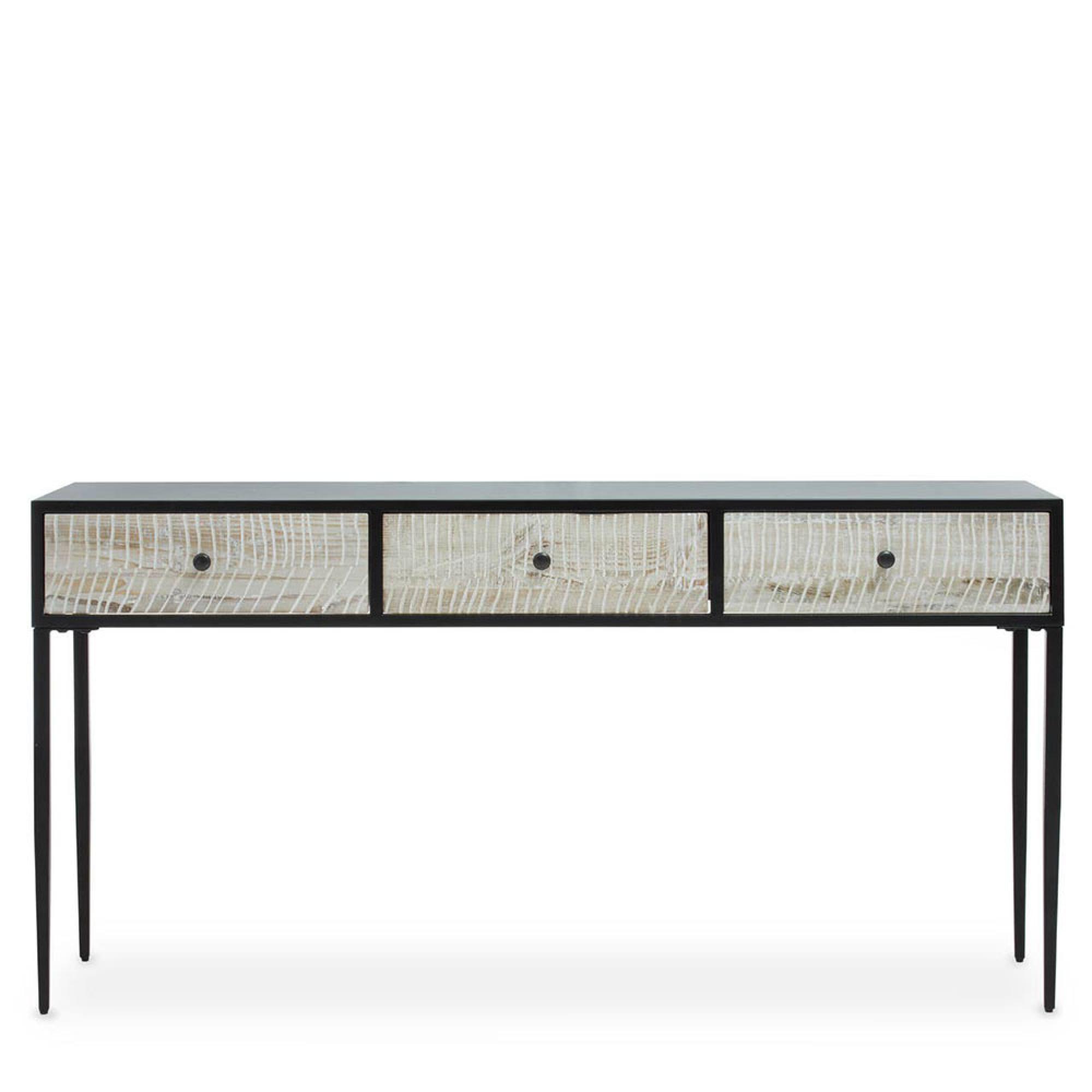 Luxor Console Table - Black and Grey Pine Wood - 3 Drawer